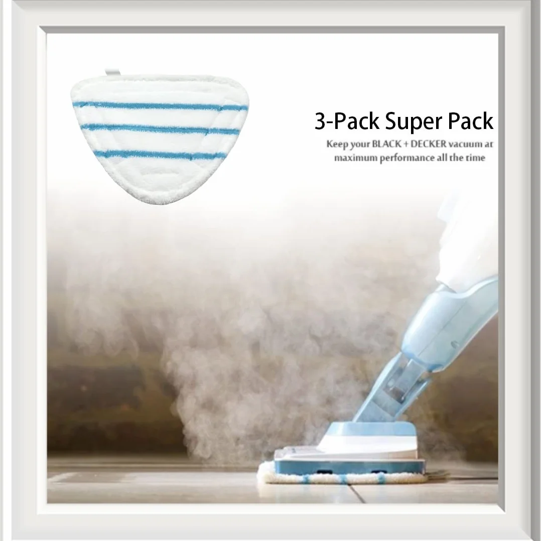 Accesorios para la limpieza vapor, Juego 3 piezas microfibra de almohadillas de repuesto de escoba de vapor con paños de repuesto triangulares Almohadillas de fregona de escoba (blanco)
