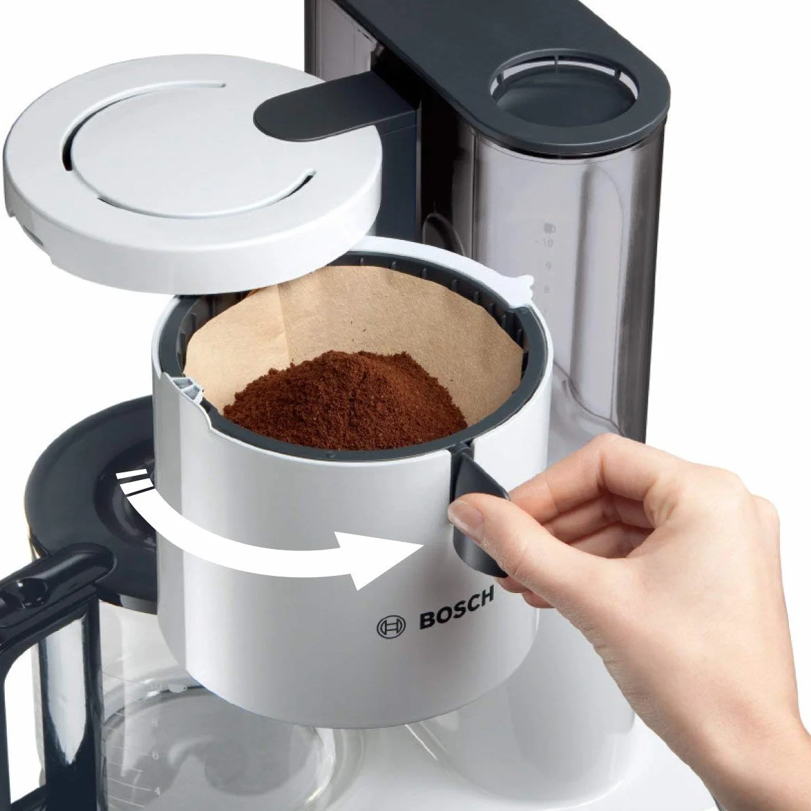 Bosch TKA8011 Cafetera de Goteo, 1.160 W, Capacidad para 10/15 Tazas, Color Blanco