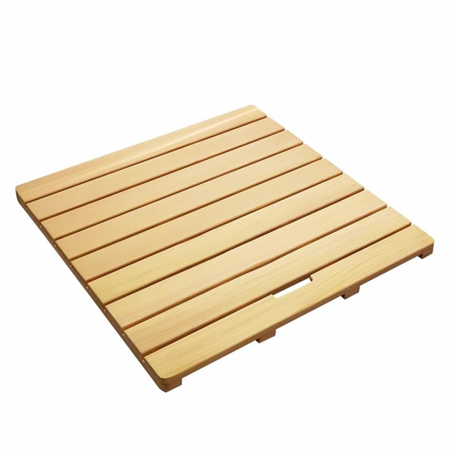 Alfombrilla de Baño de Bambú Antideslizante para Cuarto de Ducha Personalizada,Alfombra de Baño de Madera Rectangular,Tarima de Ducha Impermeable,con Asas y Pies Antideslizantes (45x45cm/18x18in)