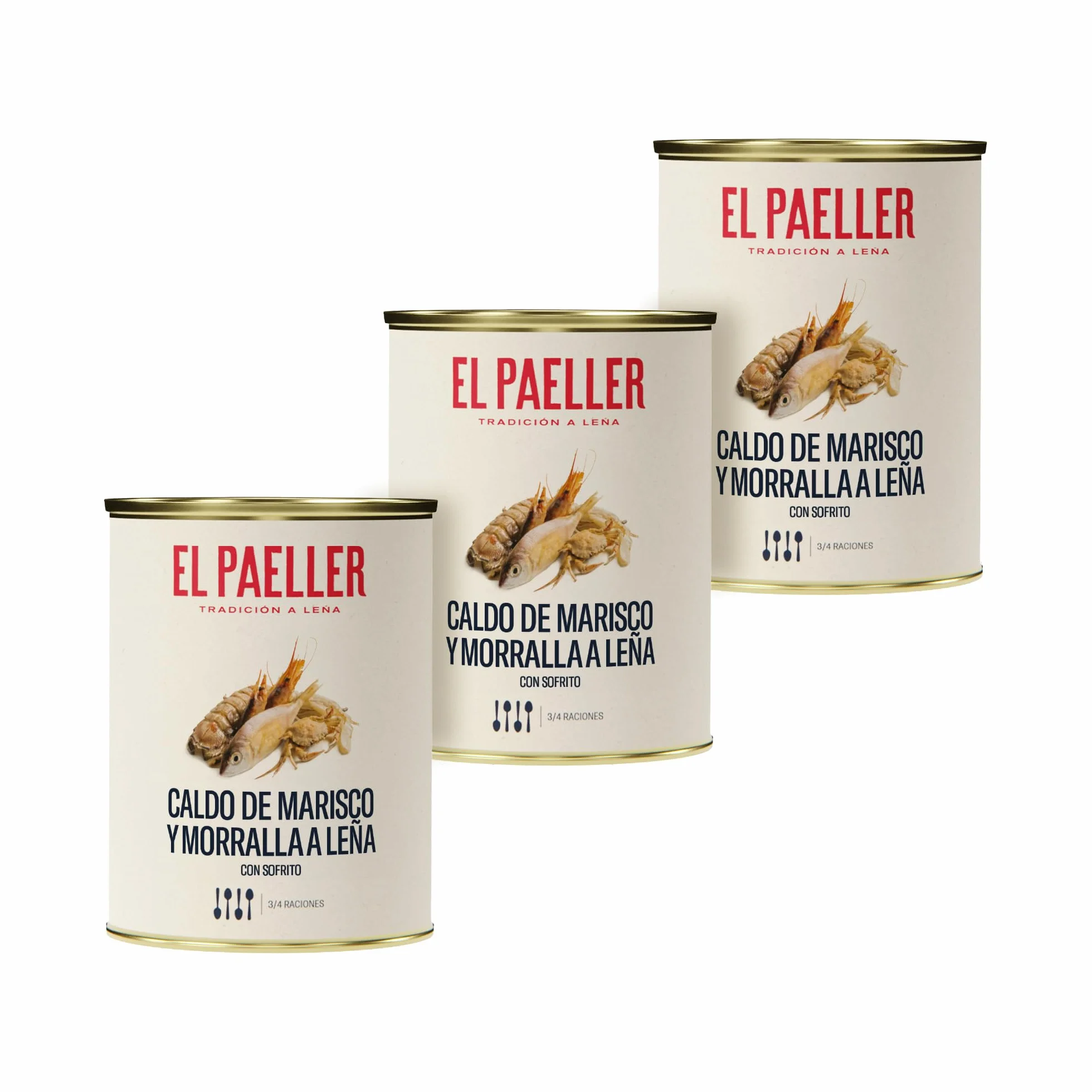 EL PAELLER Caldo de Marisco Pack 3 uds 3L Cocinado a Leña Ingredientes Naturales Sin Conservantes