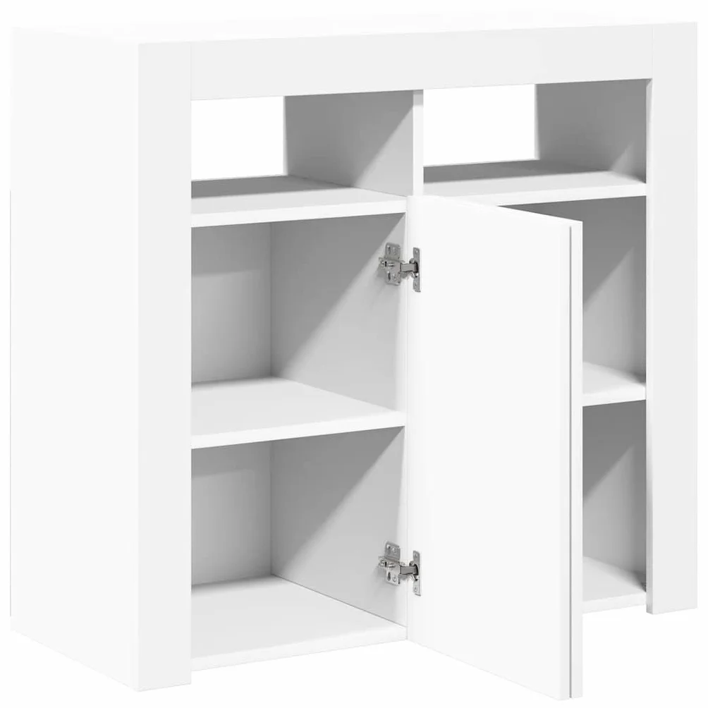 vidaXL Aparador con Luces LED Entrada Acento Pasillo Vestíbulo Recibidor Auxiliar Decoración Hogar Casa Escritorio Mueble Blanco 80x35x75 cm