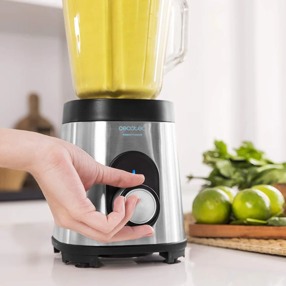 Cecotec Batidora de Vaso Power Black Titanium 1800MAX PerfectMix 2000W 1,8L Titanio Negro Acero Inox