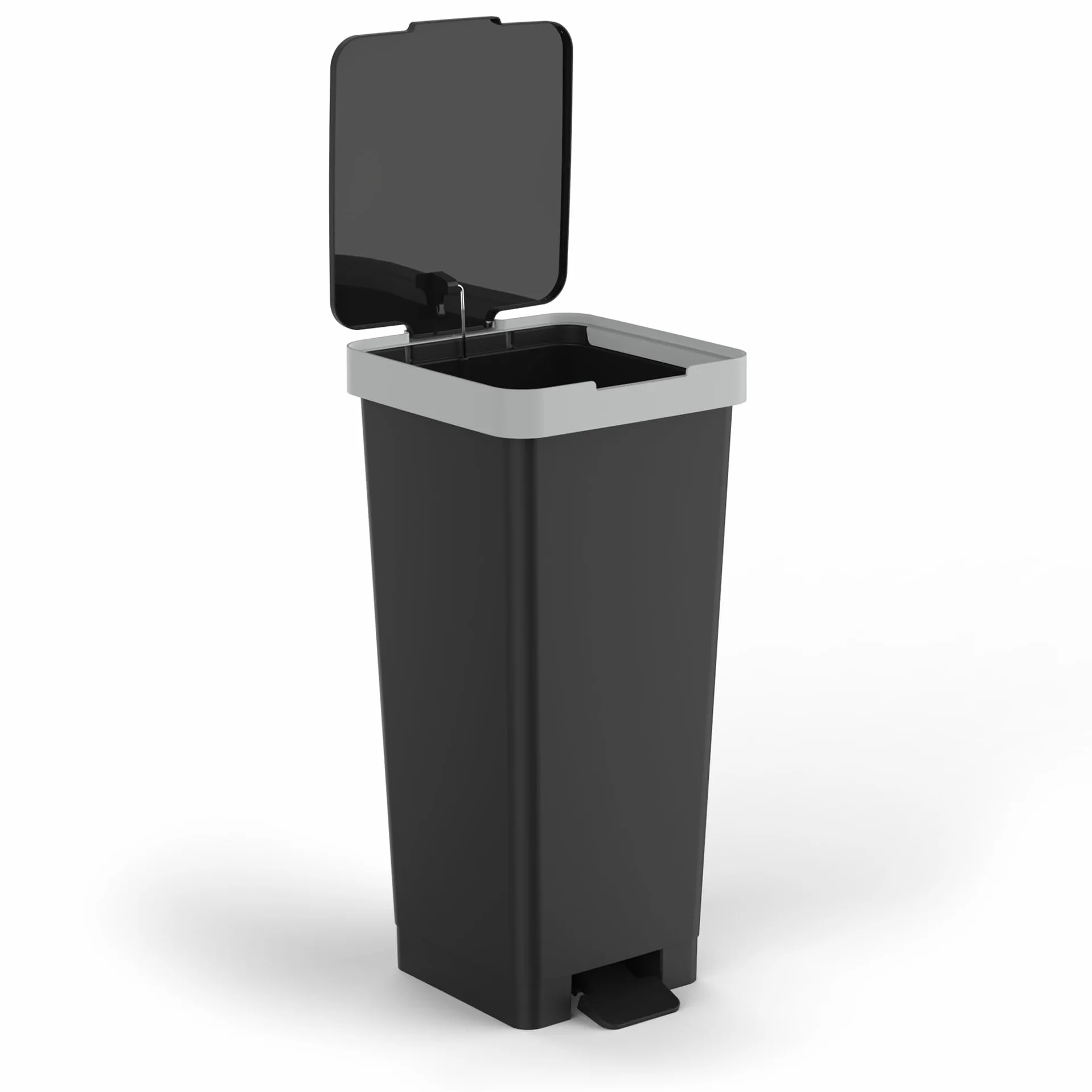 Tatay Cubo de Basura Cocina con Pedal Smart 40L | Diseño Compacto y Funcional | Uso Interior y Exterior | Apto para Bolsas de 30L a 50L | Plástico Resistente Libre de BPA | 33x31x67cm, Negro