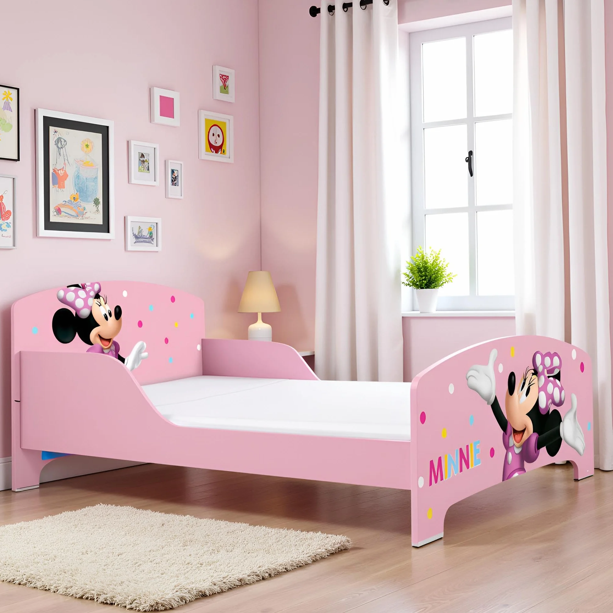 Cama Infantil de Madera Disney Minnie Mouse ARDITEX 77x143x60cm Rosa Apta colchones 70x140cm