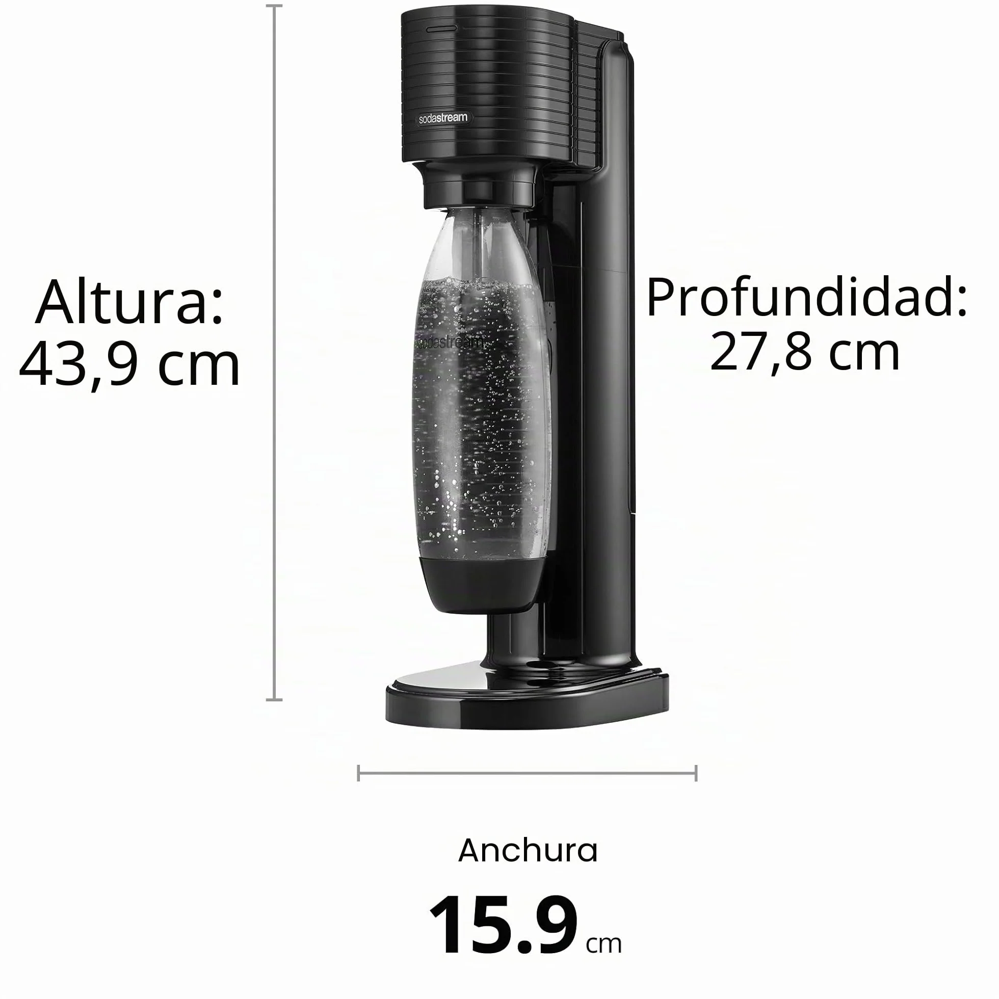SodaStream Gasador de agua espumosa 1L botella 425g CO2 cilindro enganche rápido
