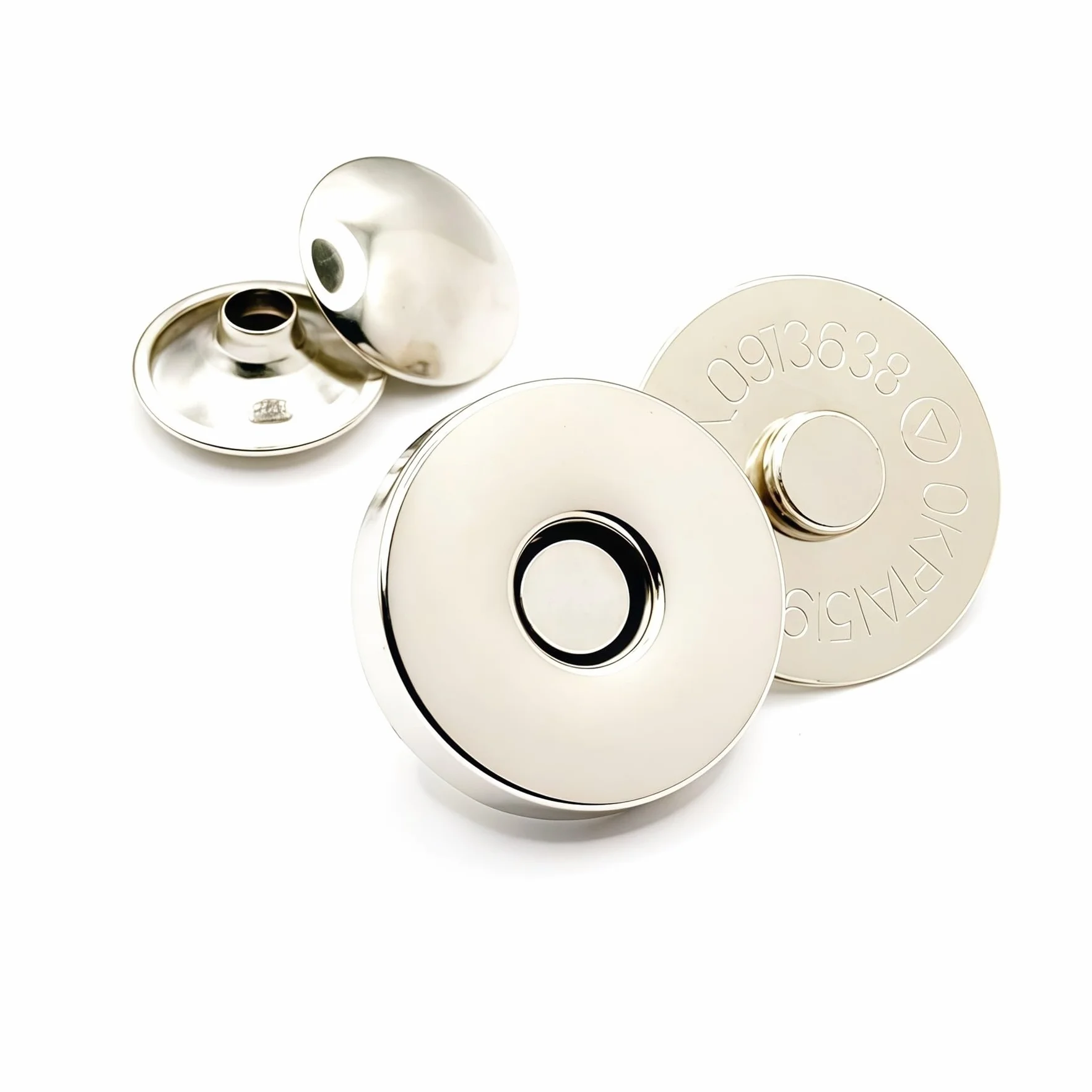Botones magnéticos 10-100 juegos RoYishi 14/18 mm de diámetro broches magnéticos redondos, cierres botón fuertes cuero doble cara(Silvery,100 Sets,18mm)