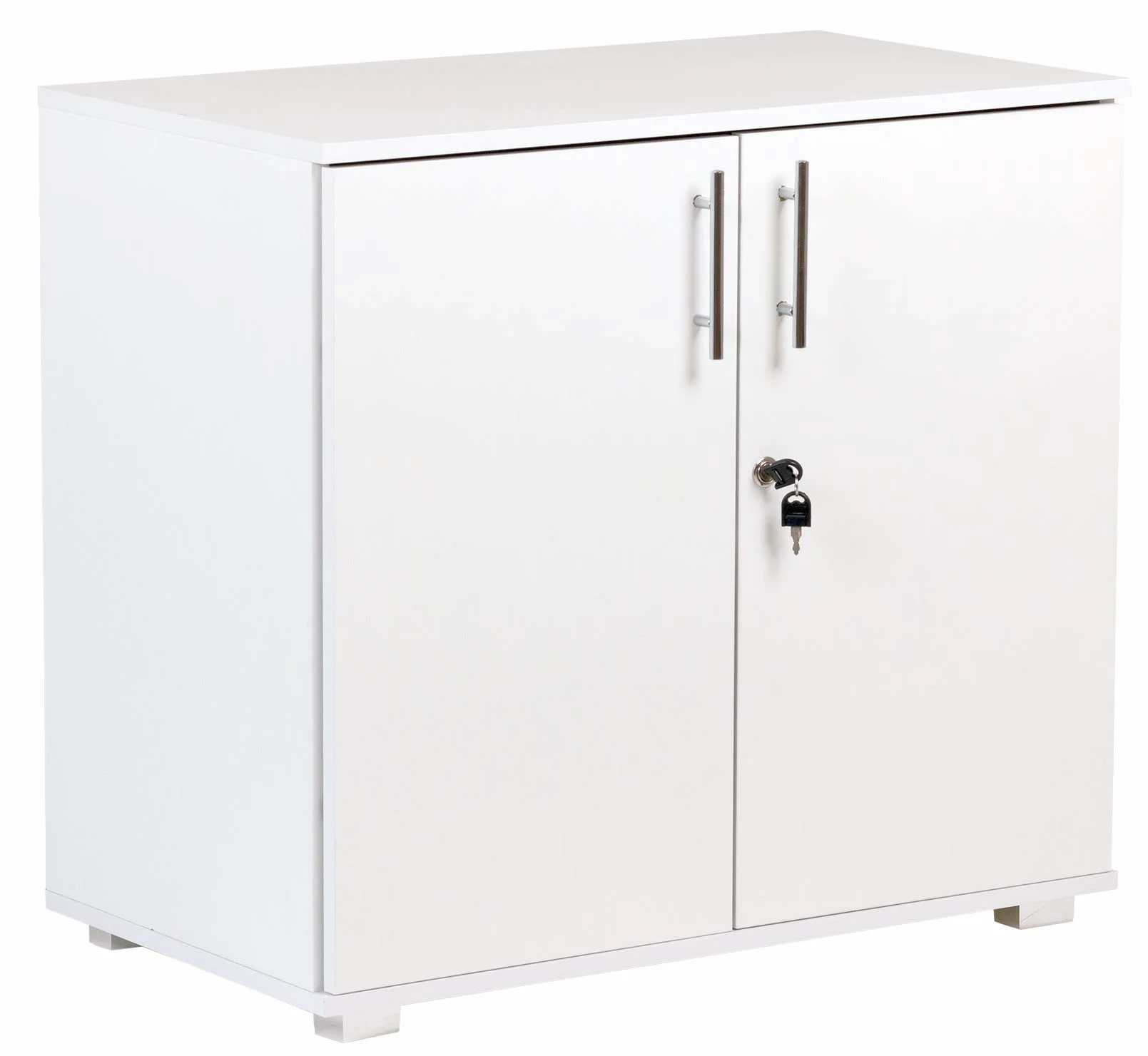 MMT Furniture Designs Ltd Armario oficina blanco escritorio 2 puertas con cerradura 75 cm alto