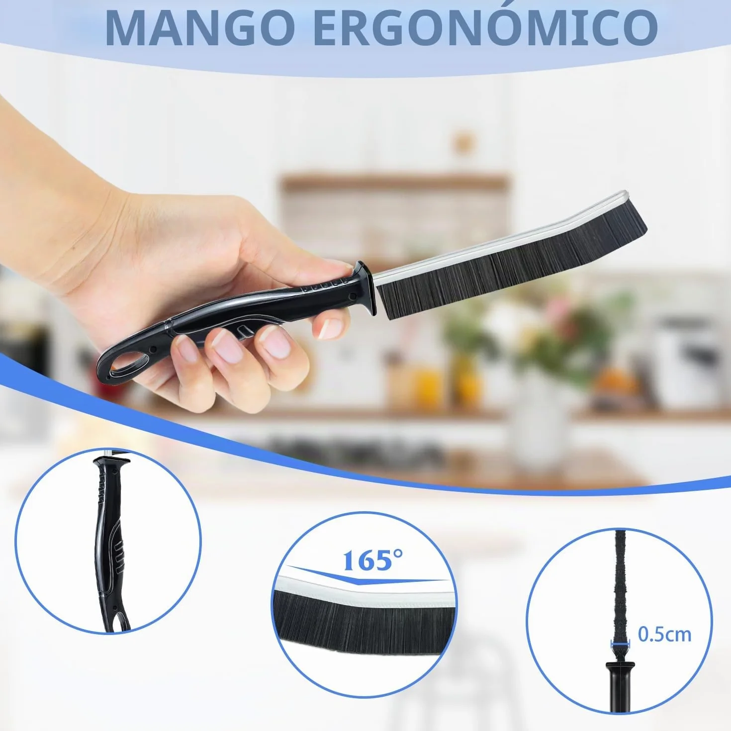 Cepillo Limpieza Grietas Cerdas Duras 3 Piezas, Cepillo Limpia Juntas Suelo para Ventanas Baño Cocina
