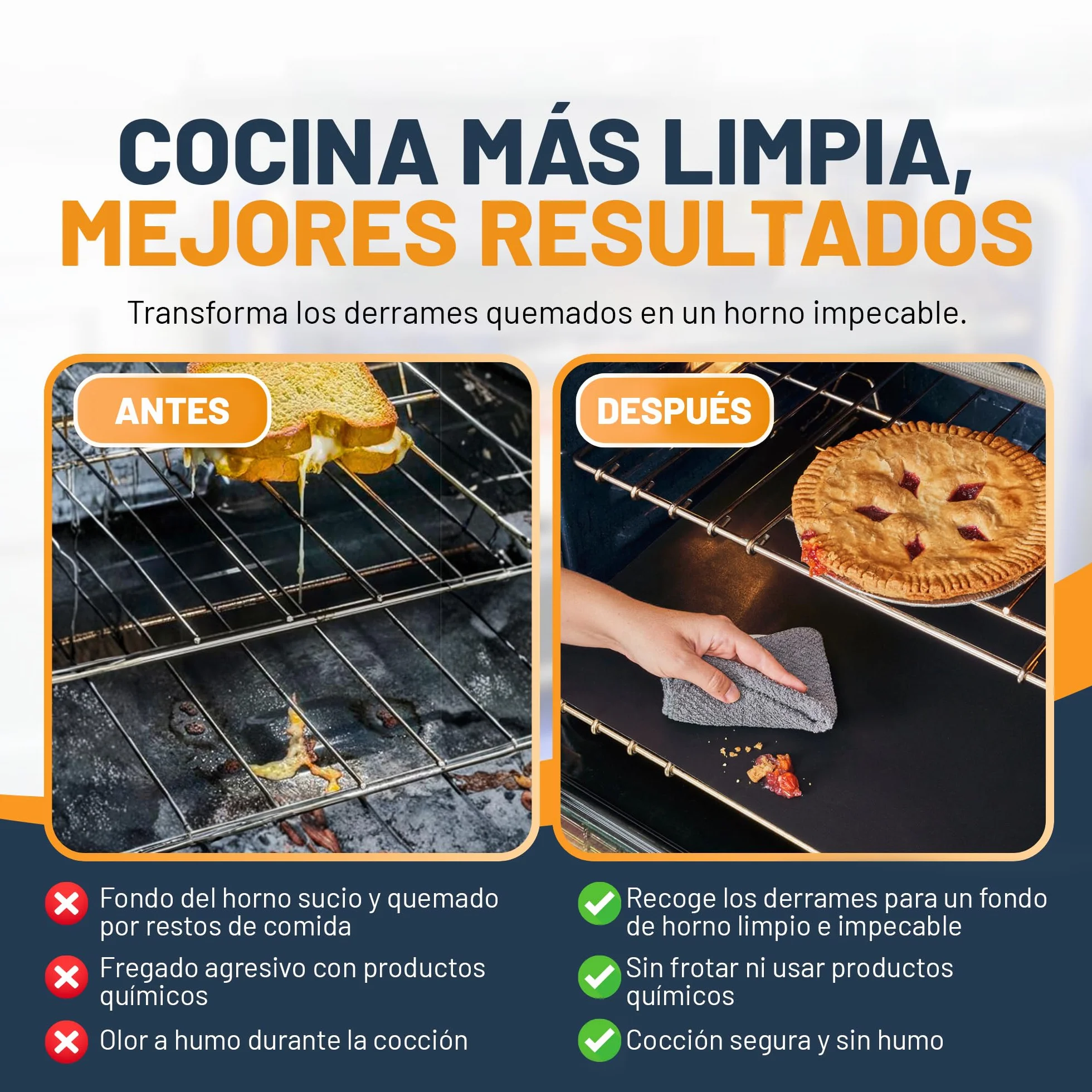 Linda's Essentials Protector Horno Interior Alfombrilla Reutilizable 32x50 cm Antiadherente Universal Fácil de Limpiar Negro