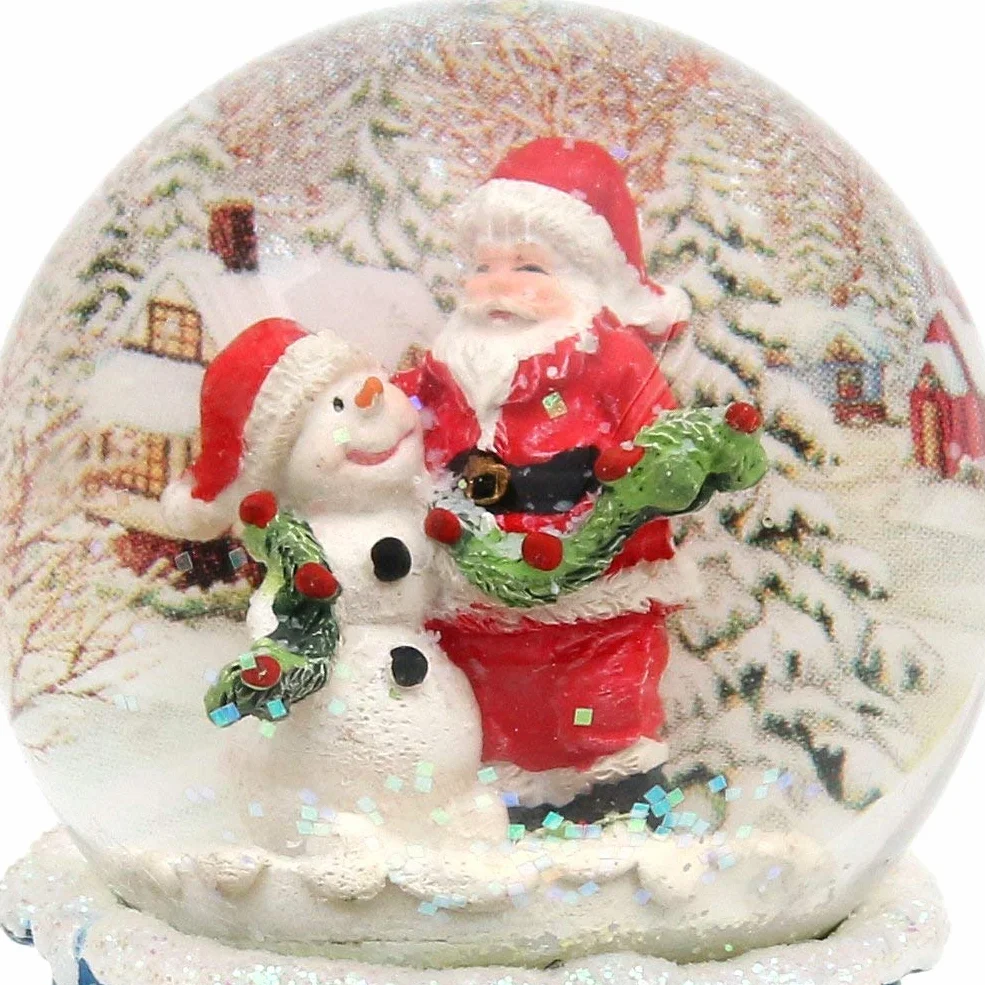 Maravillosa Bola de Nieve Papá Noel con muñeco de Nieve 8,5 x 7 cm Ø 6,5 cm