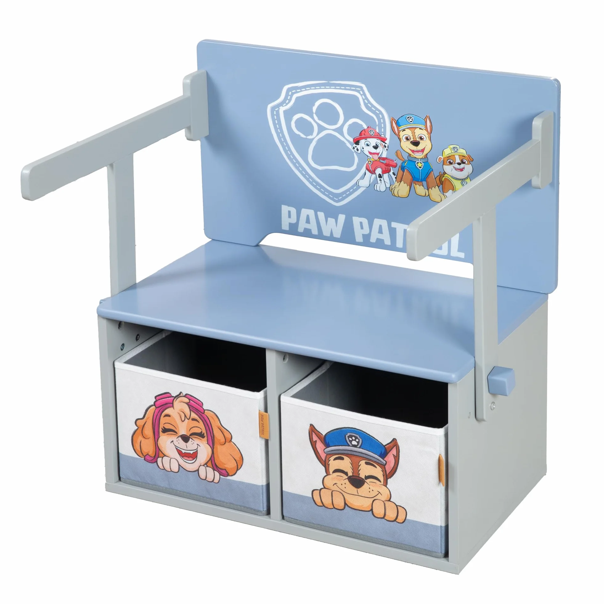 Banco Plegable Paw Patrol Convertible en Mesa Infantil Madera Gris/Azul 18 Meses + 2 Cajas