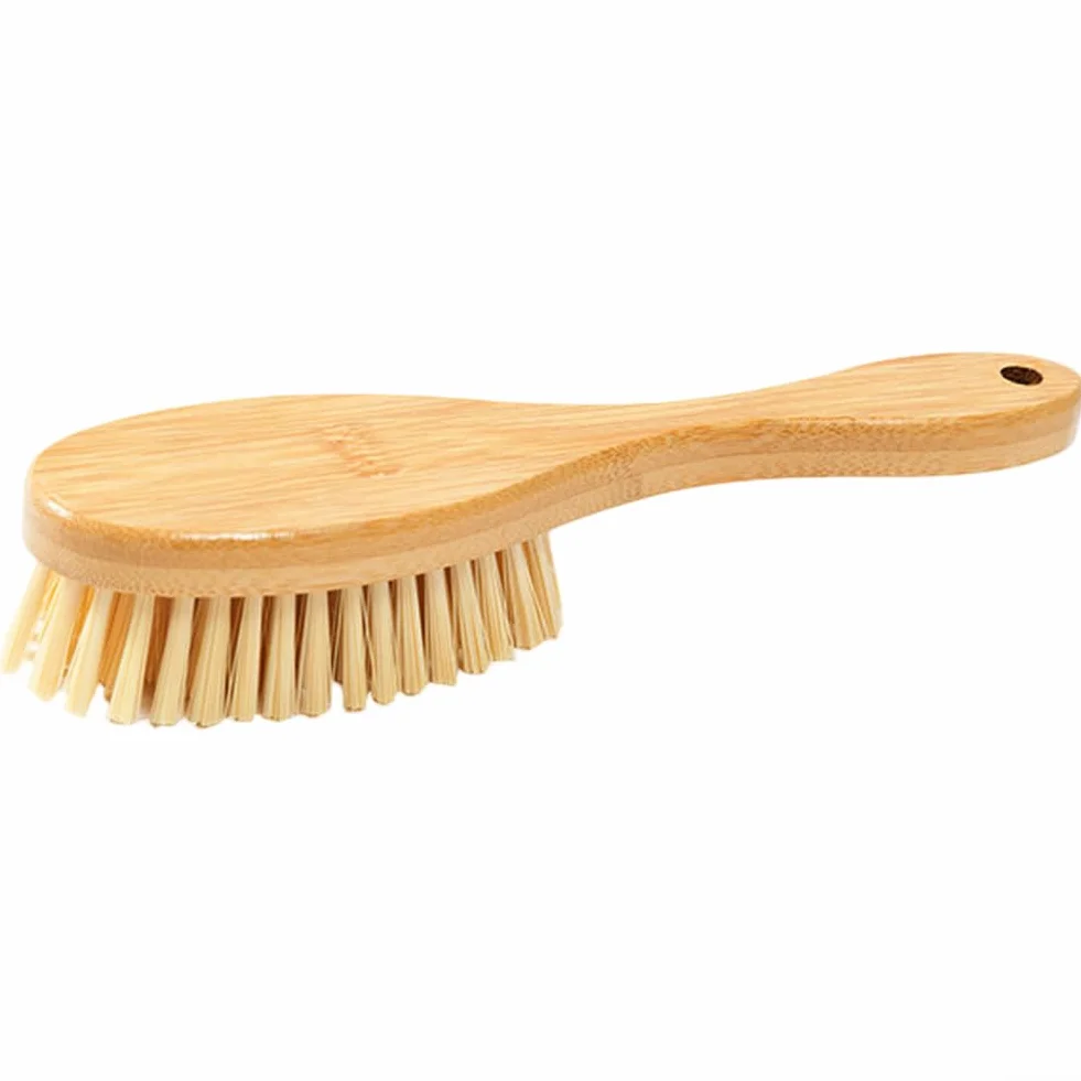 Juego de cepillos de lavandería con mango de madera natural y cerdas de PET para una limpieza suave pero profunda de zapatos de tela y superficies del hogar (E)