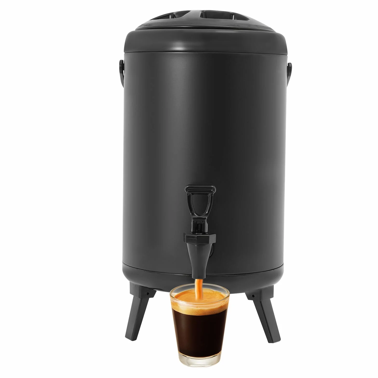 Recipiente térmico con grifo – 8 litros termo de acero inoxidable cafetera, jarra térmica dispensador de bebidas para leche, té, café (negro)