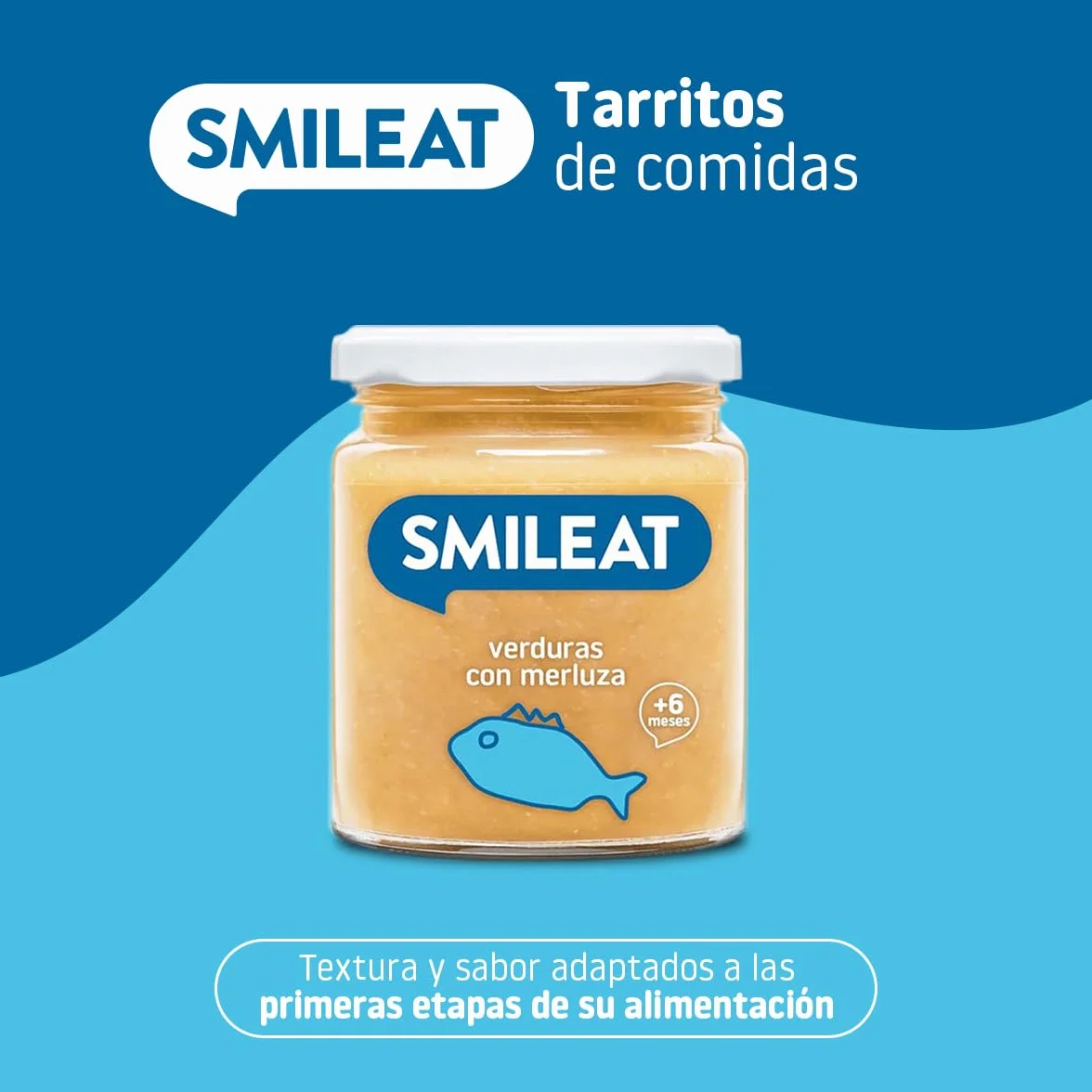 Smileat Tarrito infantil de Verduras con Merluza 230g +6 Meses Sin Azúcar ni Sal Añadido