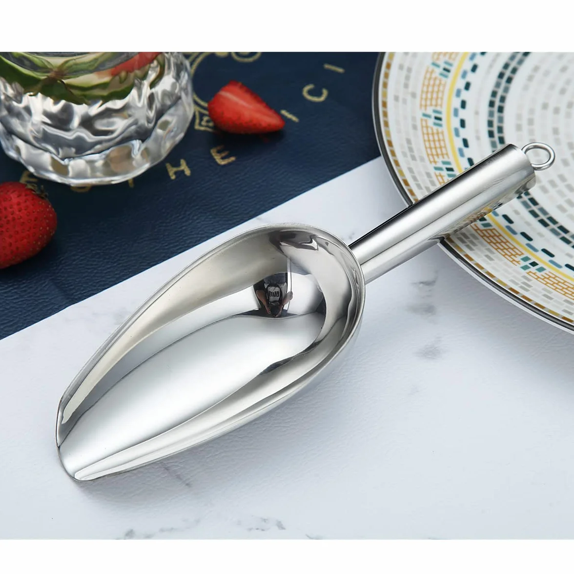 Berglander cuchara de hielo 6 oz paleta metal para máquina de hielo multiusos