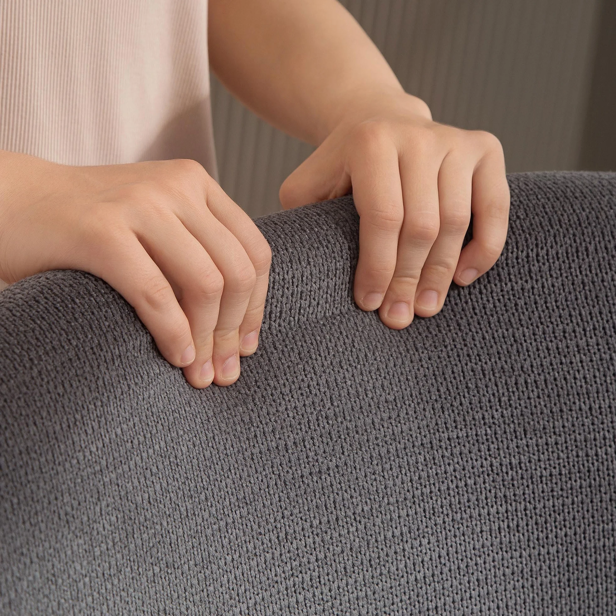 HOMCOM Sillón con Patas de Acero, Respaldo Alto, con Aspecto de Lino, para Dormitorio, Color Gris Oscuro