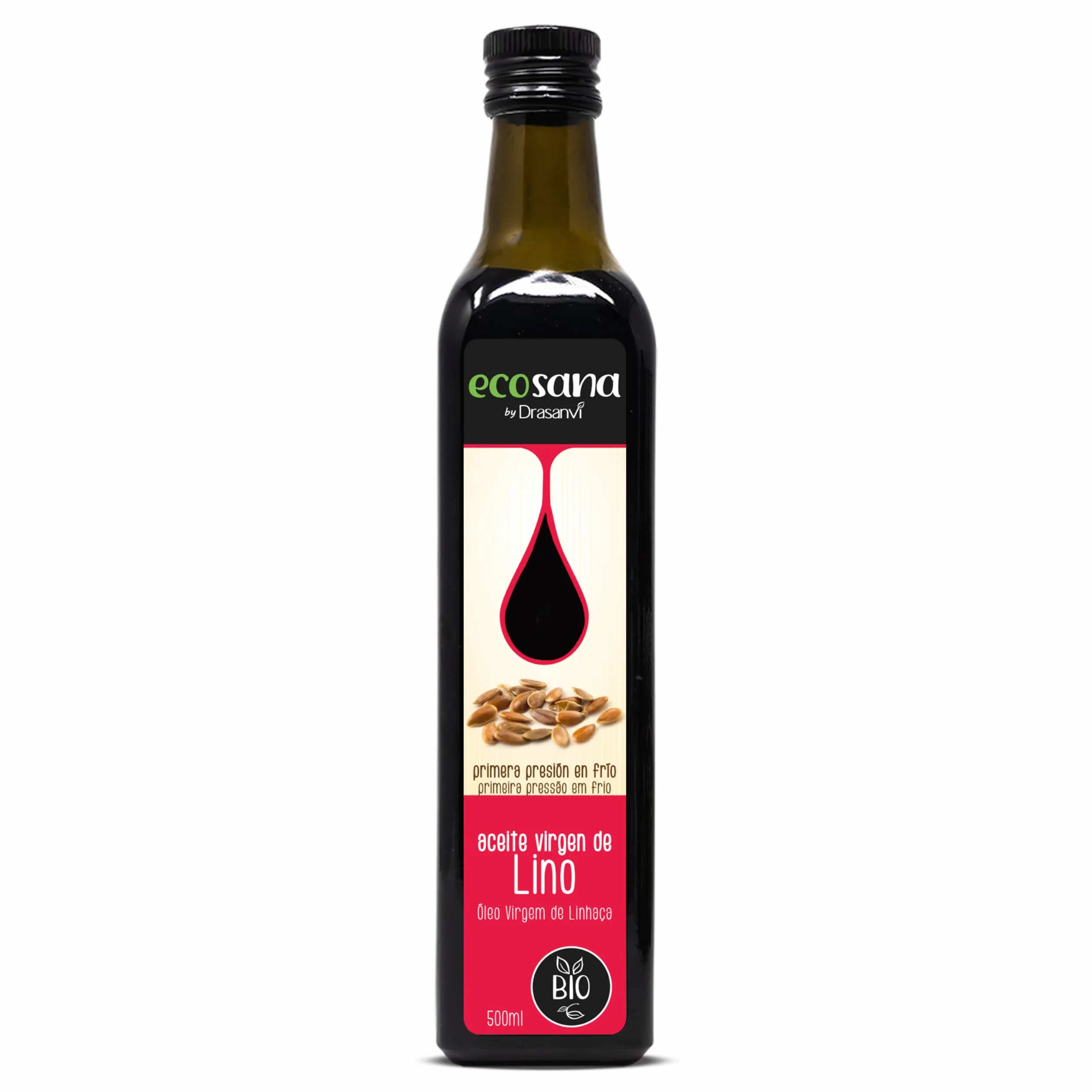 DRASANVI ECOSANA Aceite de Lino Bio 500 ml Omega 3 6 9 Laxante Natural Fitoestrogenos Protección Cardiovascular