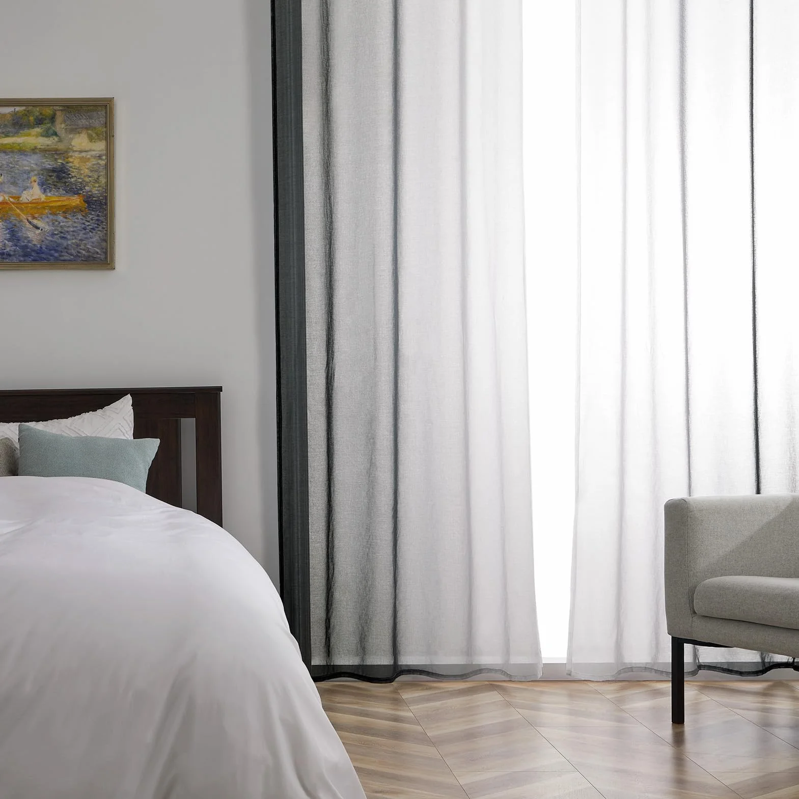 Topfinel Cortinas Dormitorio Cortas 2 Piezas 140x160cm Negro Gradiente Translucidas para Ventanas Cocina Moderna