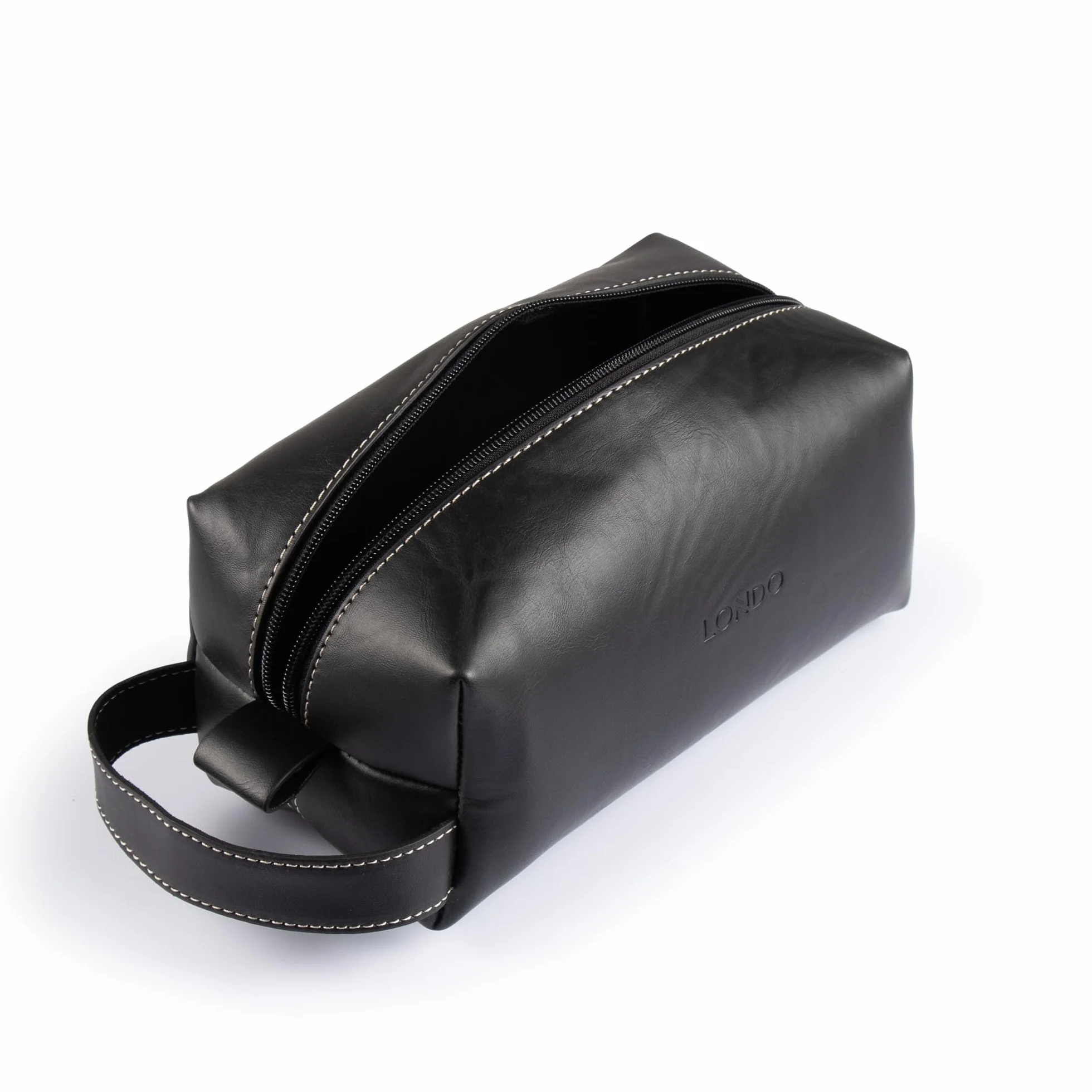 Londo Estuche de cuero para maquillaje y caja de reloj de viaje. Organizador de almacenamiento protector duradero y elegante de alta calidad para artículos de tocador y accesorios versátiles, Negro