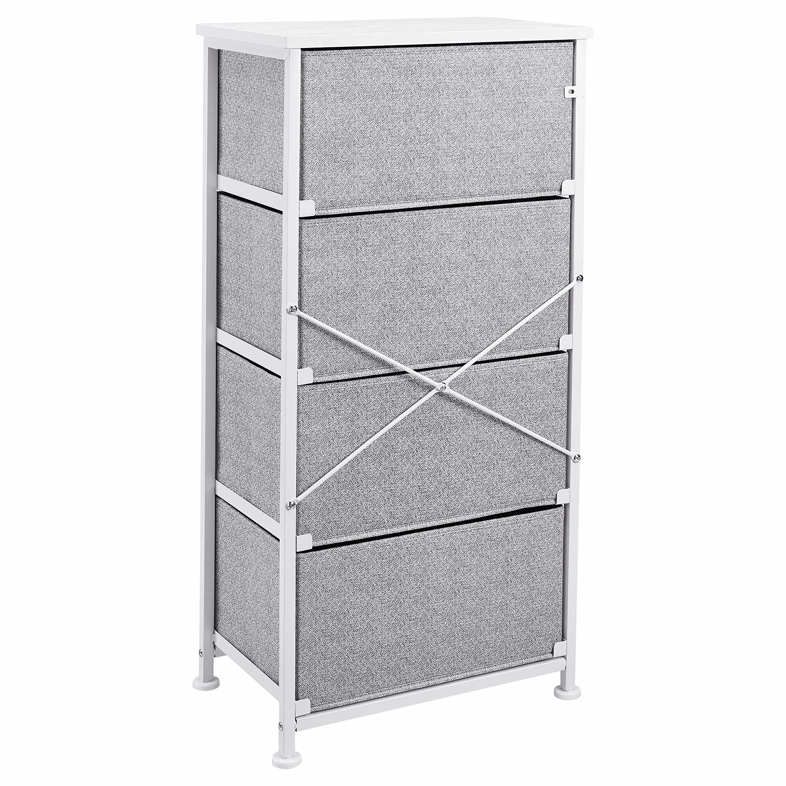 Amazon Basics Unidad de almacenamiento, de tela, con 4 cajones, para armario, blanco