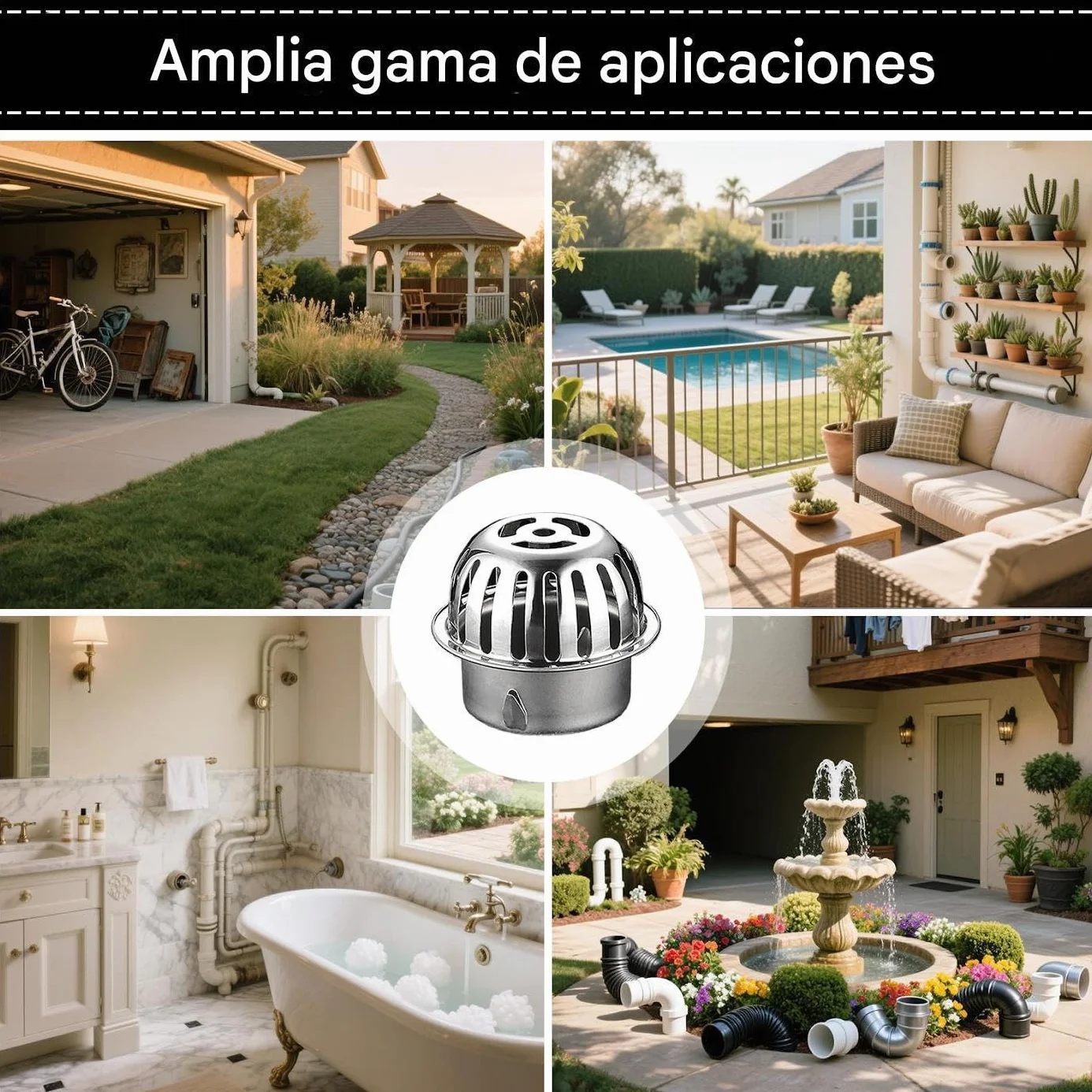 Cubierta De Drenaje para Exteriores | Rejilla para Sumideros Y Desagües De Suelo - Rejilla Cúpula Antiatascos Acero Inoxidable para Baño Jardín Sótano