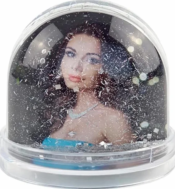 Bola de Nieve Personalizada con Foto Copos Estrellas Corazones Purpurina Adorno Árbol Decoración Navideña (Estrellas)