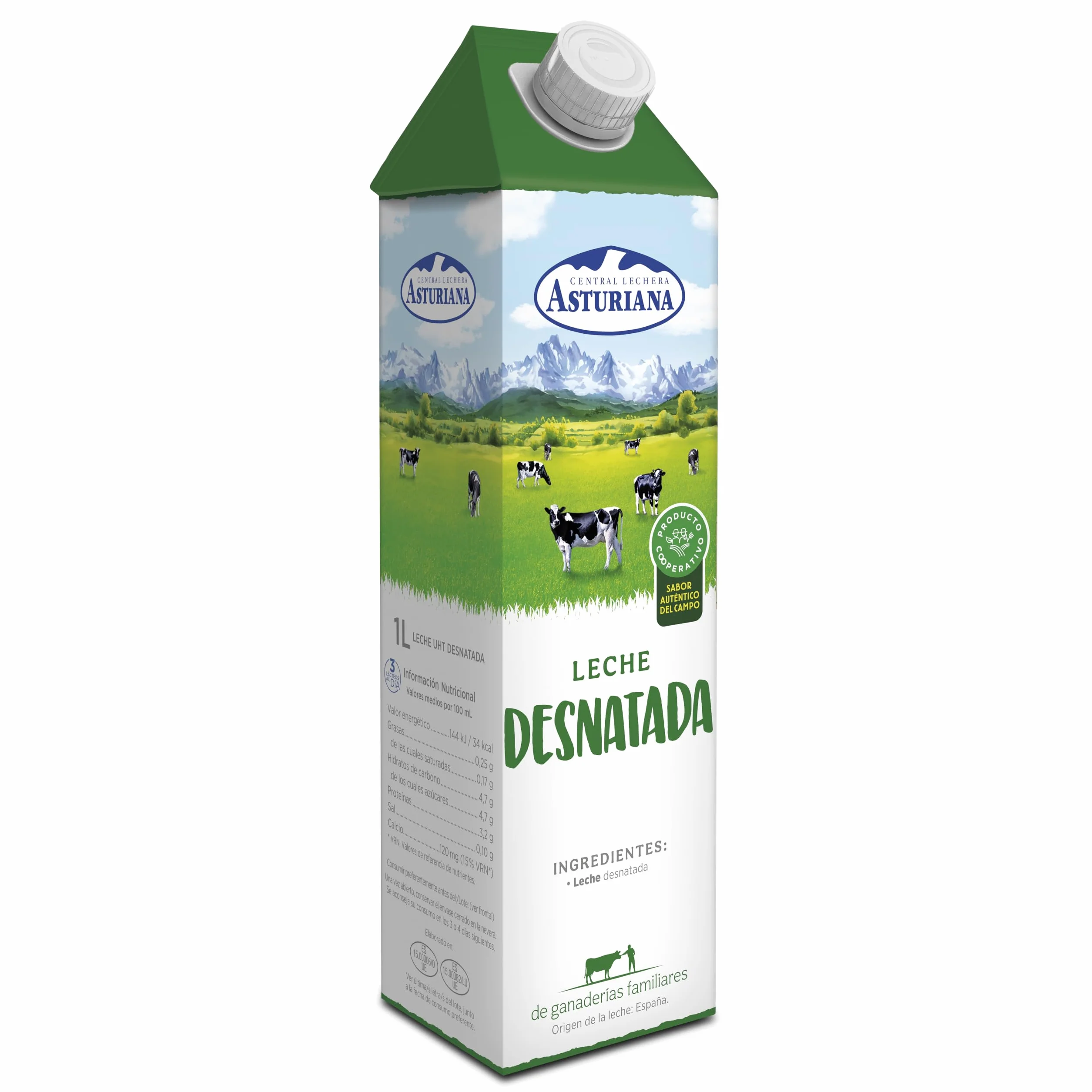 Central Lechera Asturiana Leche Desnatada Líquido Pack 6 x 1L
