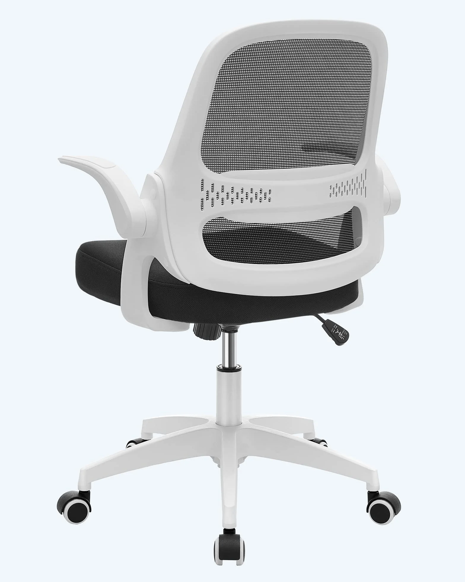 SONGMICS Silla de Oficina Ergonómica Giratoria Altura Ajustable Apoyabrazos Abatibles Blanco y Negro