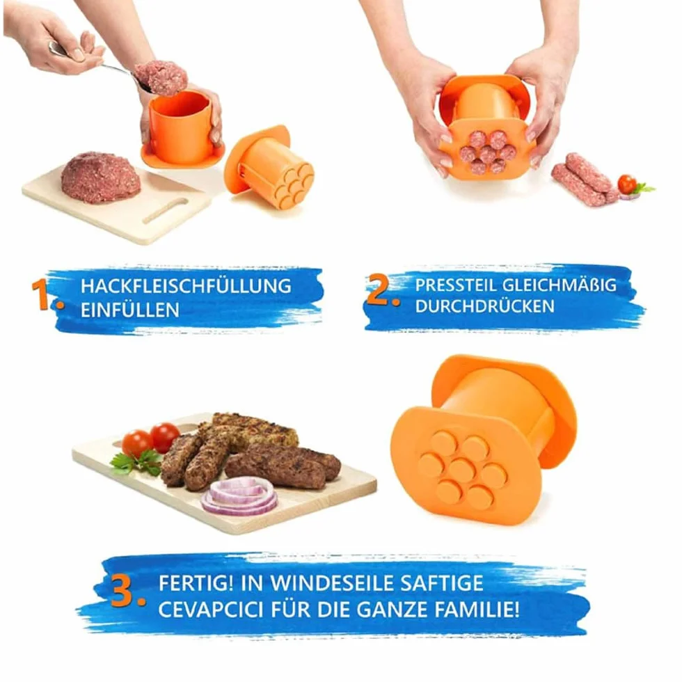 Cevapcici Presse, Cevapcici Maker, Croquetero, Extrusora Manual para Salchichas de Perro Caliente, Máquina de Perro Caliente, Exprimidor de palitos de Carne