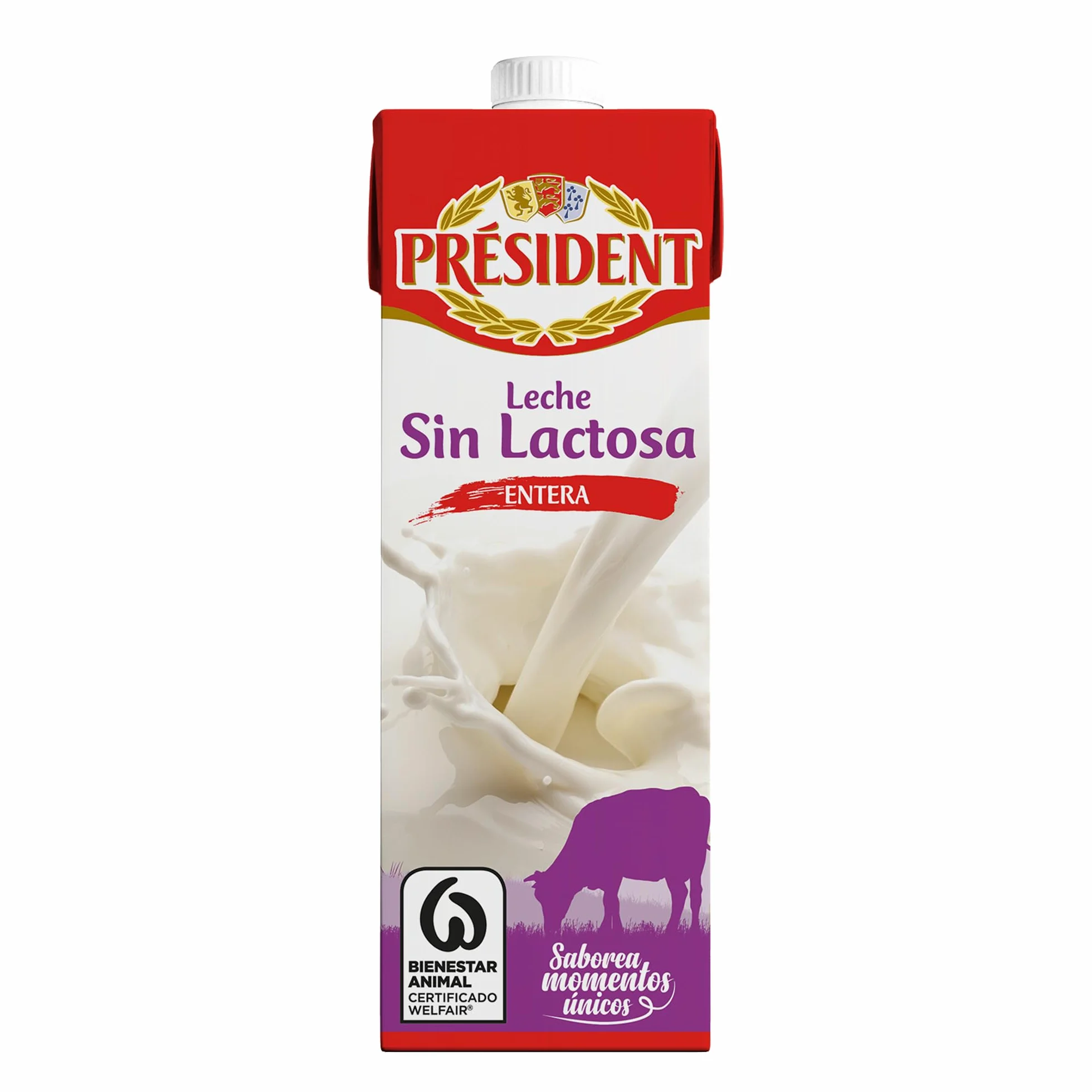 Président Leche Entera Sin Lactosa UHT Natural de Galicia Pack 6 x 1 L