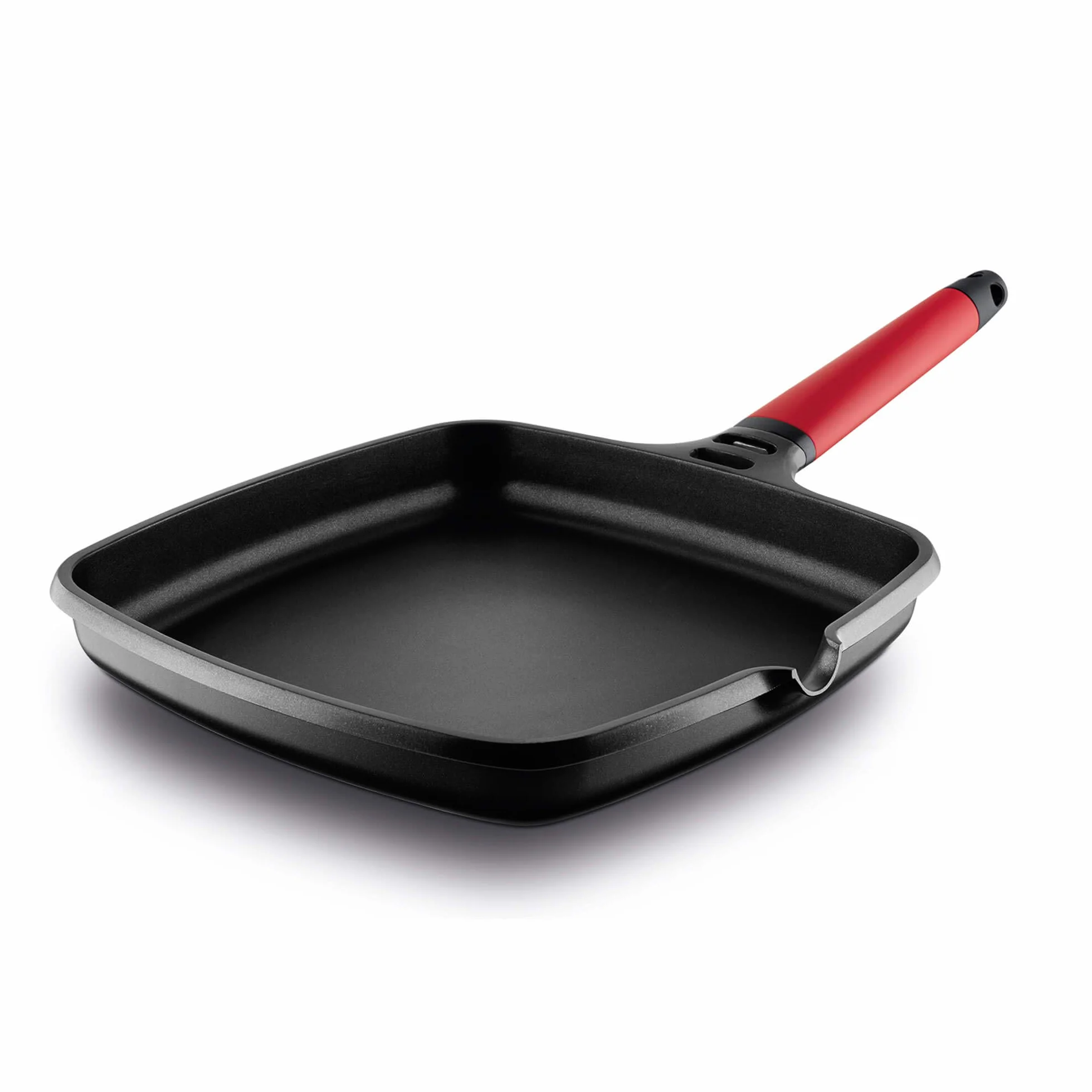 Castey - Grill Asador de Inducción, 27 cm, Modelo 2-IP27, Color Rojo, Mango Desmontable, Sartén Antiadherente de Aluminio, Distribución Homogénea del Calor, Fácil de Limpiar