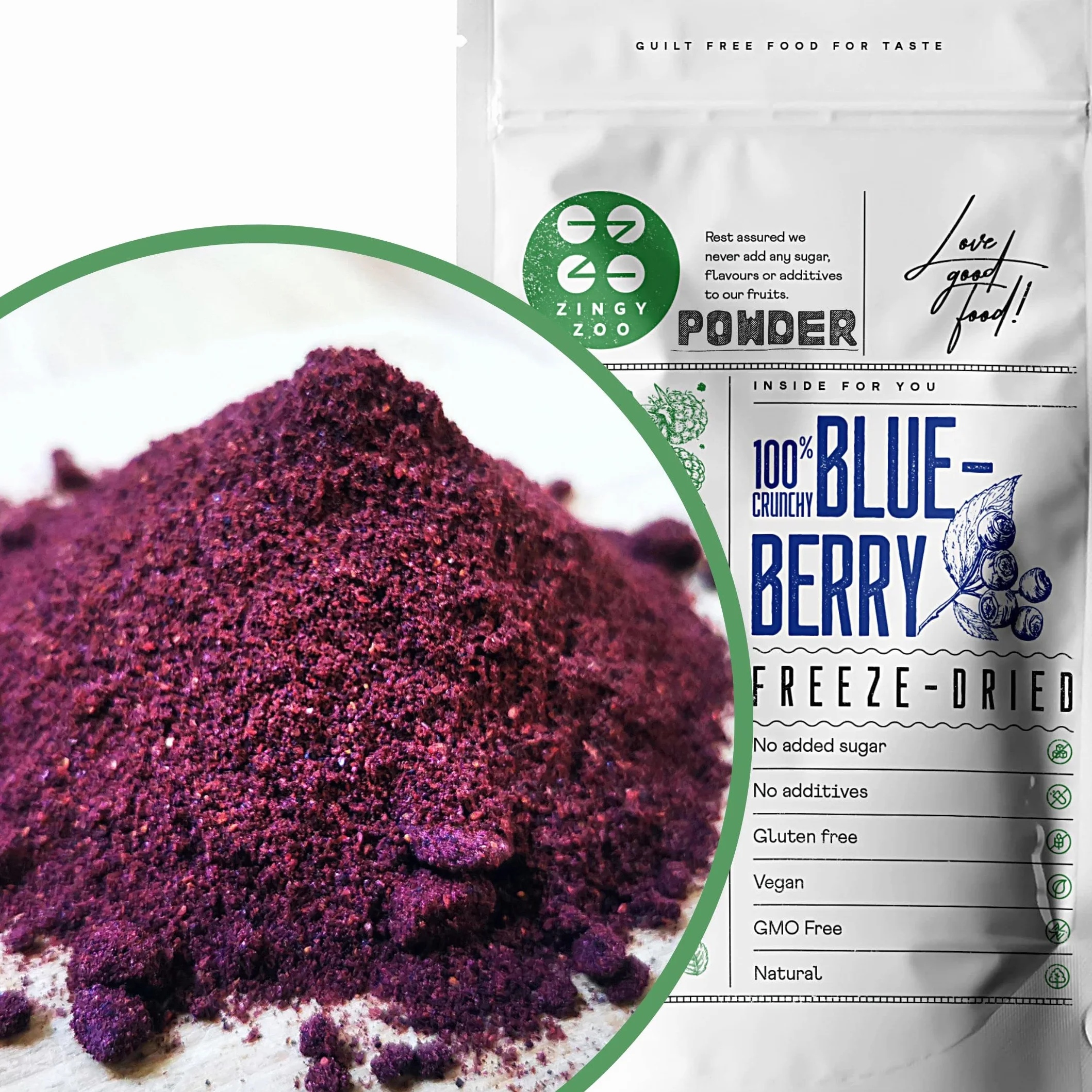 Arandanos Deshidratados Sin Azucar XL 500g Wild Blueberry Powder Freeze Dried Fruit ZingyZoo