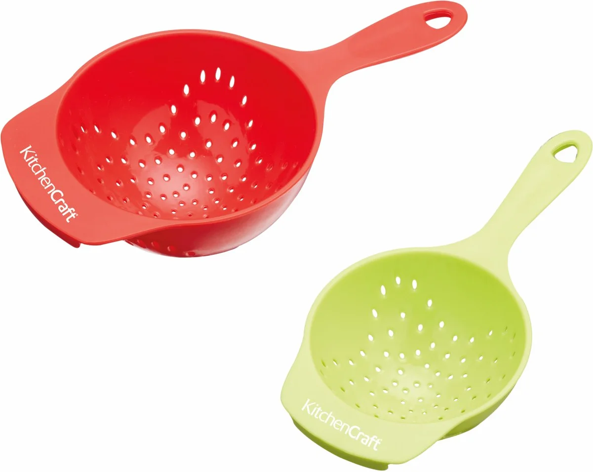 Mini Colador de Plástico Rojo Verde, Paquete de 2