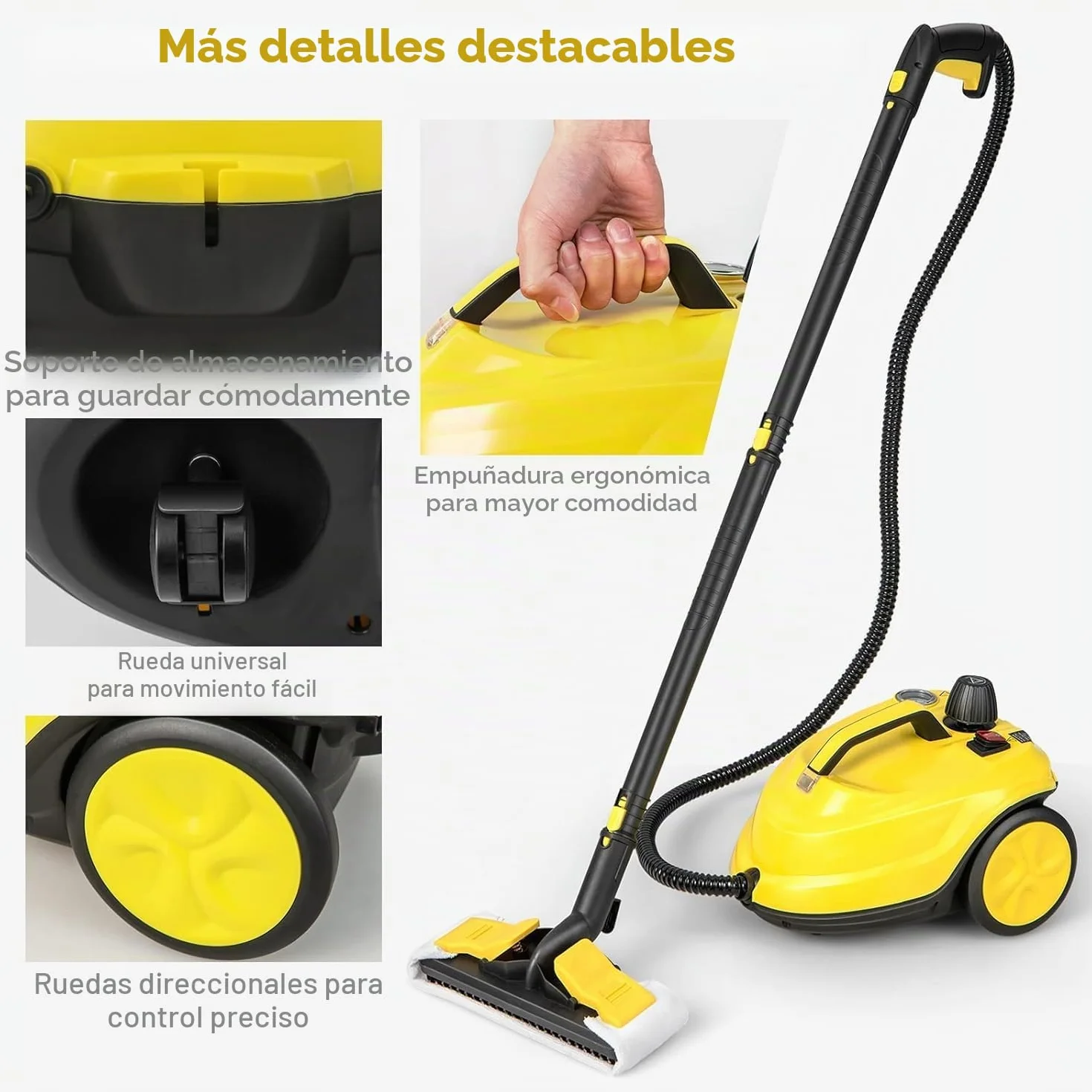 FANTASK Limpiador a vapor de 2000 W, incluye 13 accesorios, presión de vapor: máx. 5 bar, temperatura: hasta 160 °C, potencia de superficie: 108 m², depósito: 1,8 L, tiempo de calentamiento: 8 min