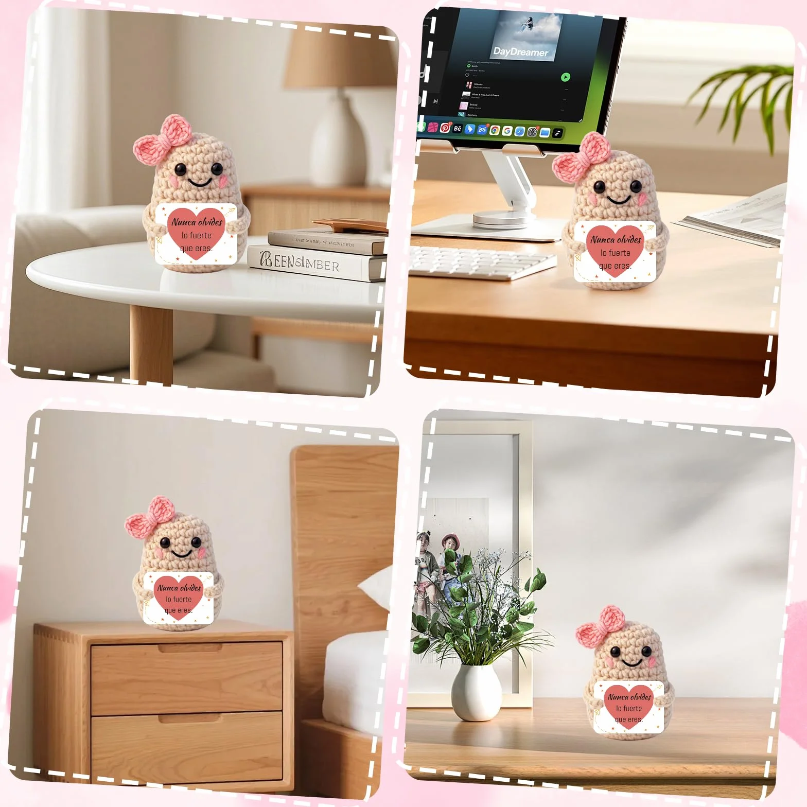 Muñeco de Patata con Energía Positiva – Amuleto de la Suerte Hecho a Mano con Tarjeta Motivadora | Regalo Original para Mujer: Madre, Amiga, Hermana, Novia o Compañera (Patata)
