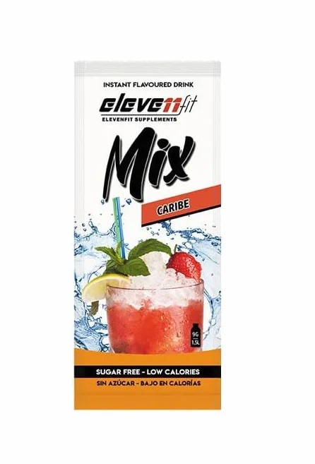 BEBIDAS MIX ELEVEN FIT Caribe SIN AZÚCAR, 10 Sobres Bebida Instantánea Baja en Calorías 9g