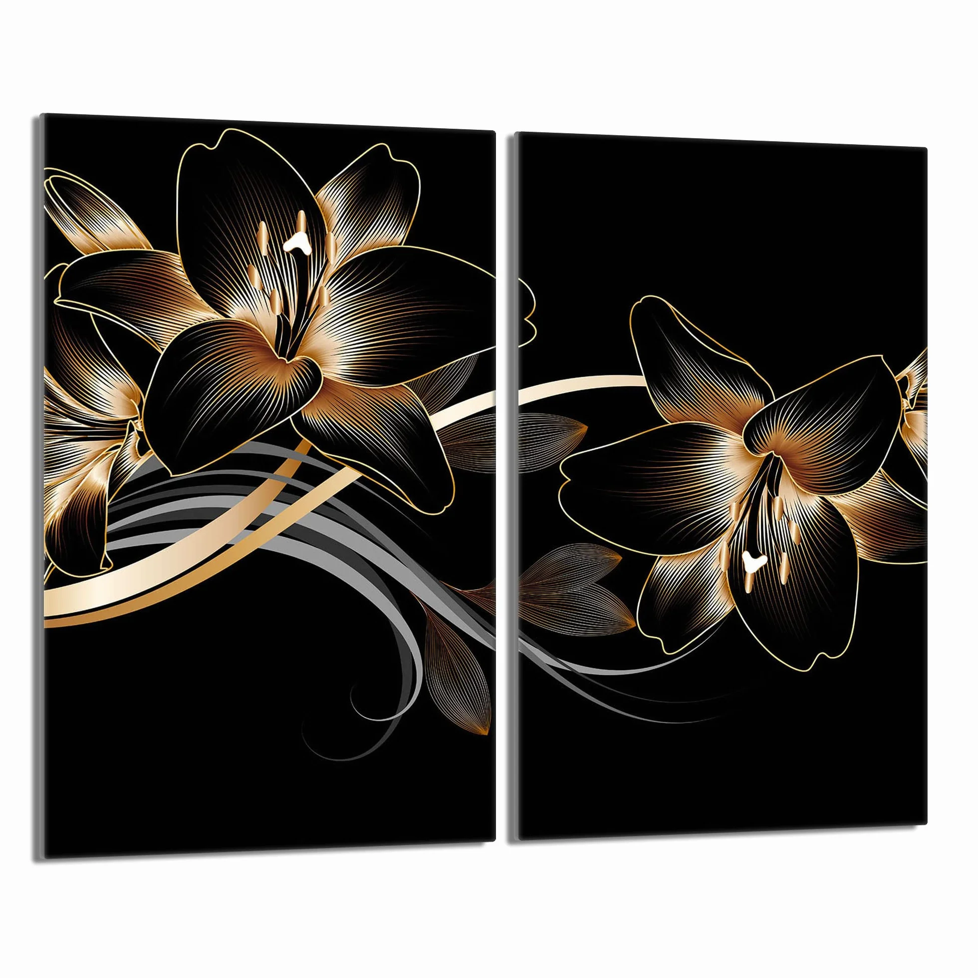 Tabla de cortar decorativa de cristal templado y cubre vitro, Placa protectora de vitrocerámica 30 x 52 cm 2 piezas, para inducción, protección contra salpicaduras, decoración, ORQUÍDEA