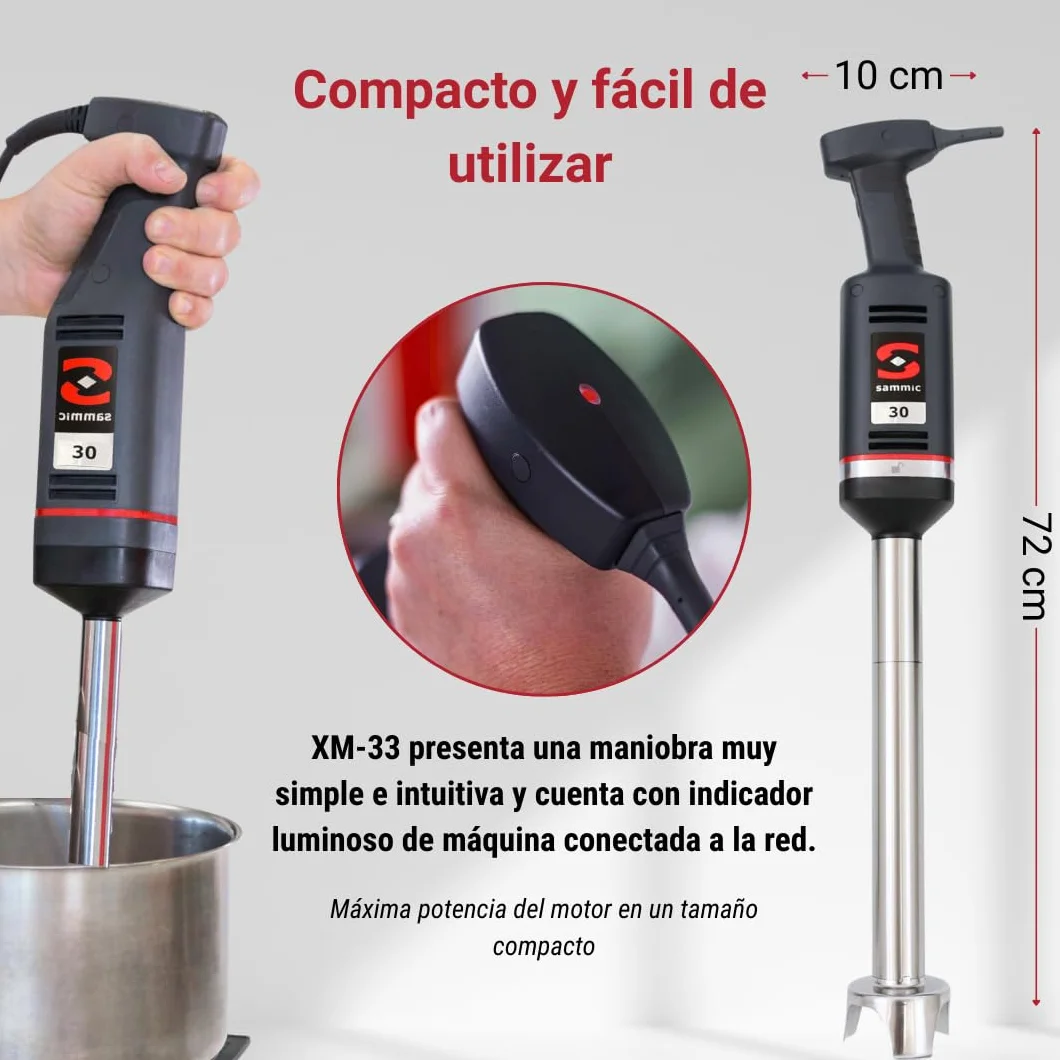 YOMMAK Batidora de Mano XM-33 Sammic – 400W Batidora Industrial Hostelería de 420mm Trituradora Para Recipientes Hasta 60 Litros – Mixer Cocina Ideal para uso Profesional Repostería Horeca