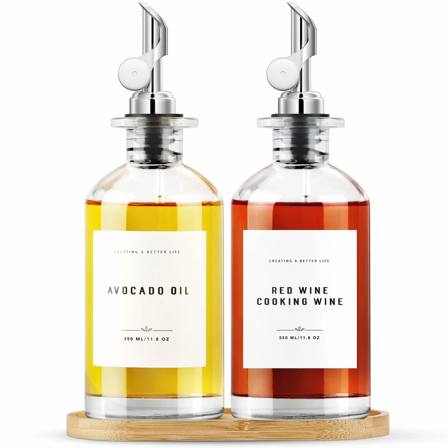 Oil Bottle | Juego de dispensador de aceite y vinagre, jarabe de café y dispensador de vidrio de aceite de cocina para cocina, juego de 2