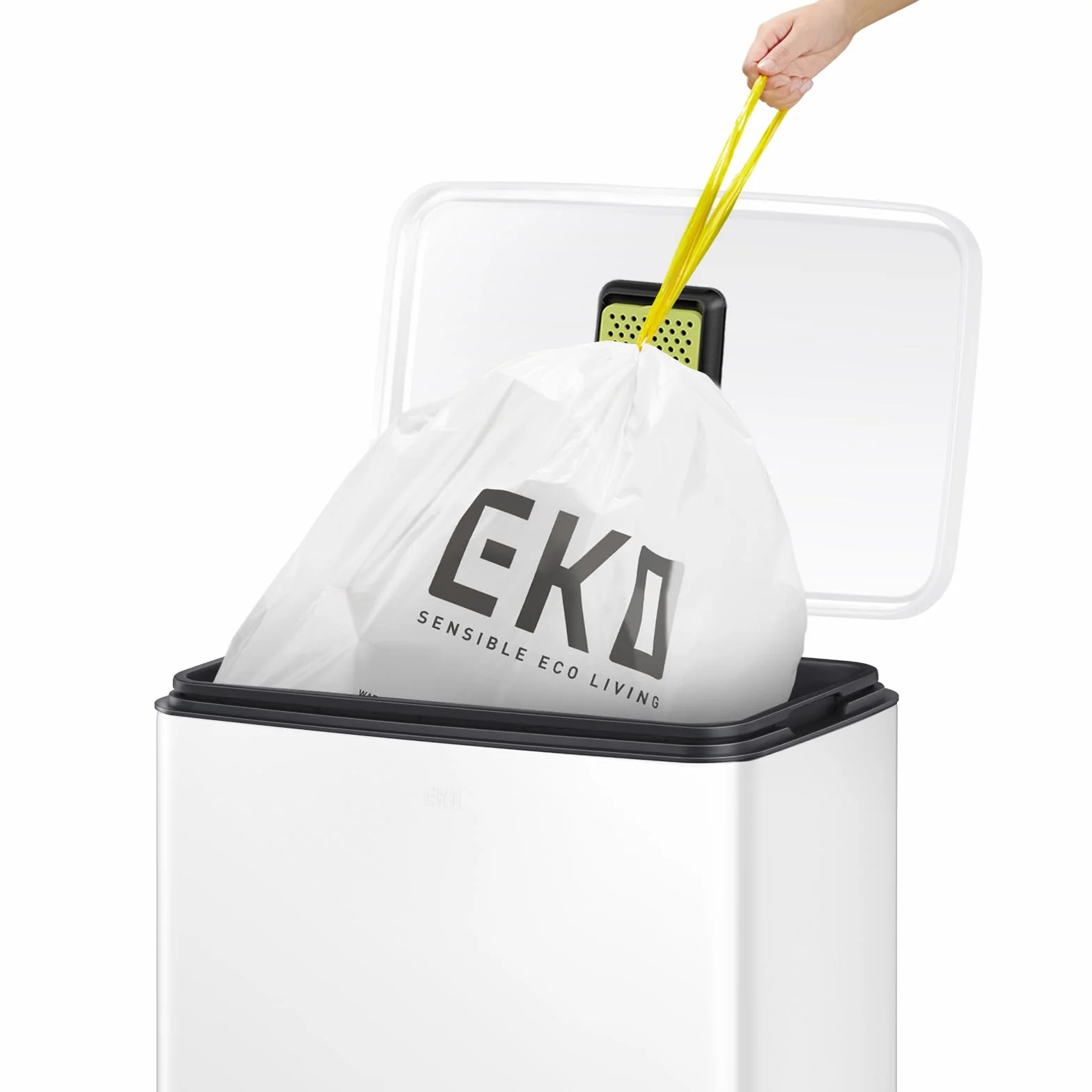 EKO Madison Cubo de Basura de Cocina de 50 l, con Pedal y Tapa con Cierre Suave, Acero Inoxidable Blanco Mate antihuellas, Cubo de Basura Moderno y Resistente, Grande