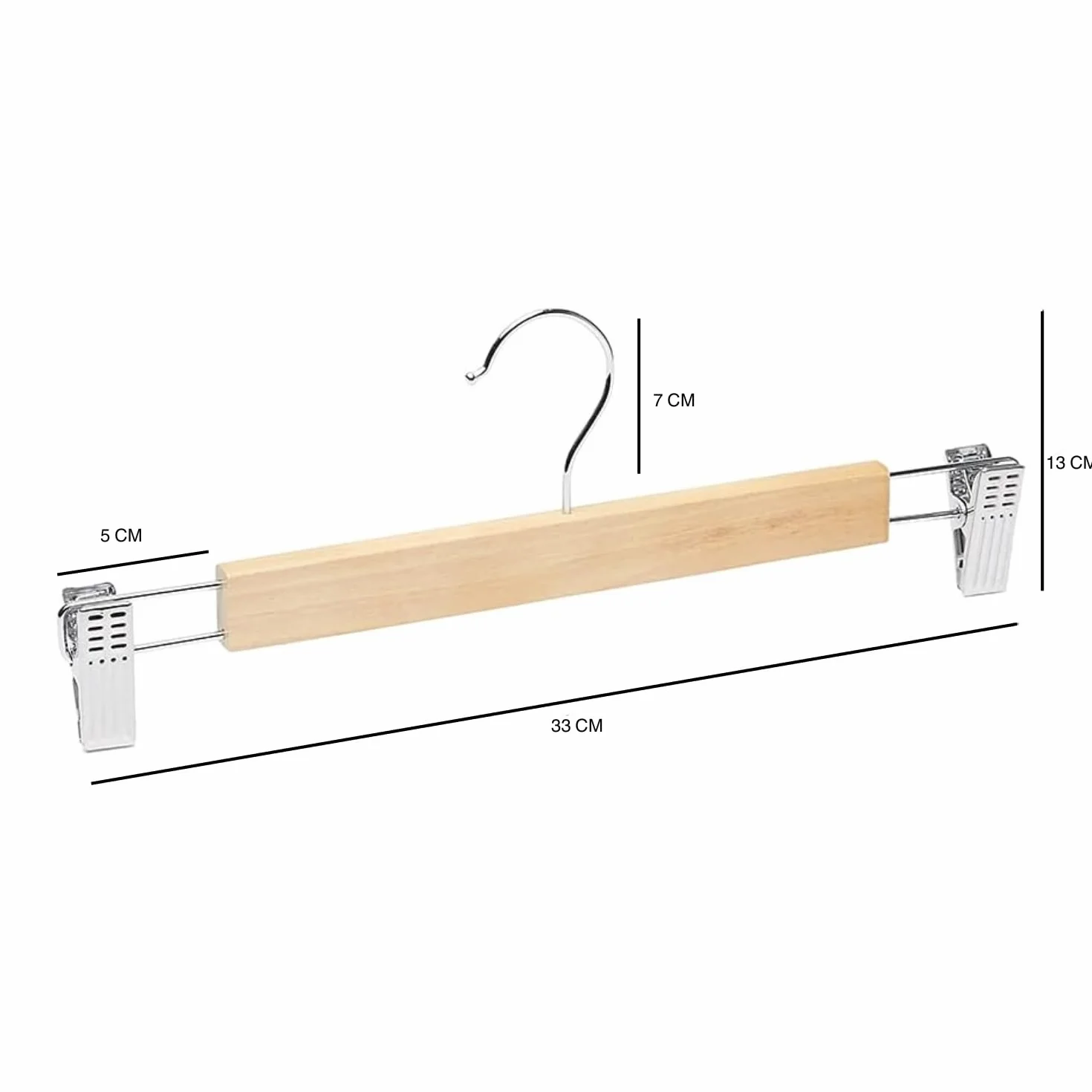 KROWN 6 Perchas de Madera Natural con Clips Antideslizantes y Ganchos Giratorios