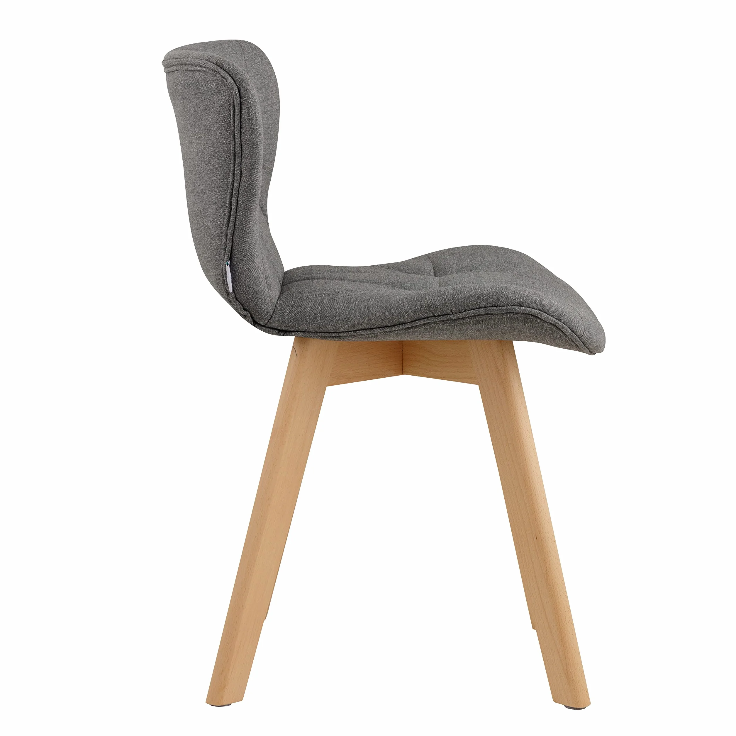 Baroni Home Silla de Comedor u Oficina con Patas de Madera, Silla ergonómica con Respaldo y cojín Acolchado, 42 x 42 x 74 cm (Gris, 2)