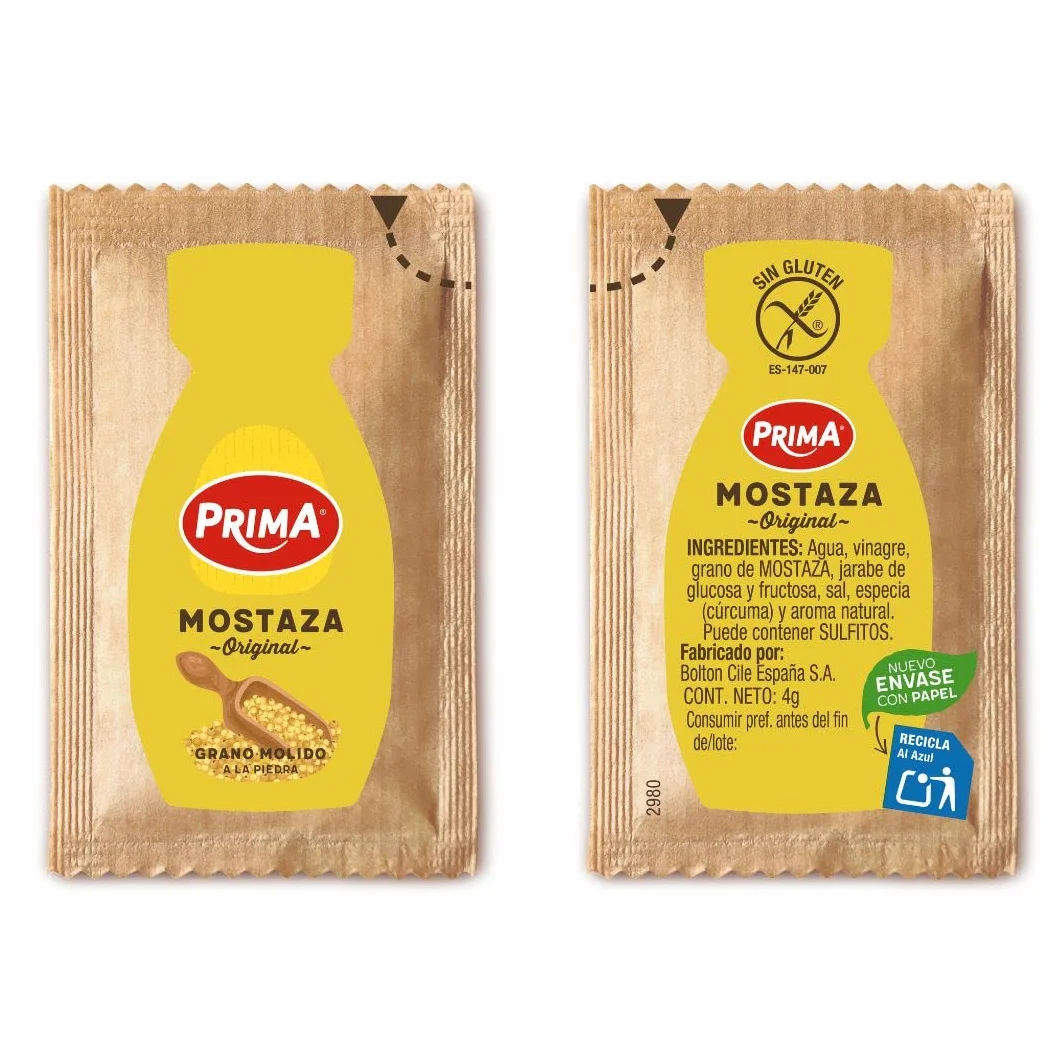 Prima mostaza sabor intenso y único 12 bolsitas