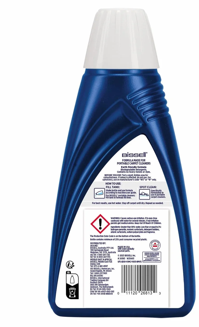 BISSELL Spot & Stain Pro Oxy, Solución limpiadora 1L con StainProtect