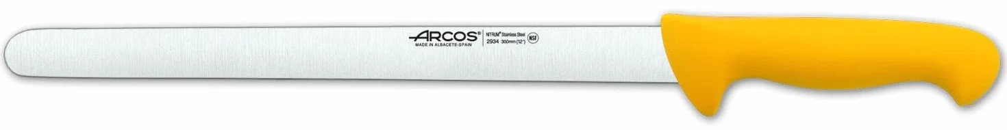 Arcos Serie 2900 Cuchillo Fiambre Flexible 300 mm Acero Inoxidable Nitrum Mango Polipropileno Amarillo
