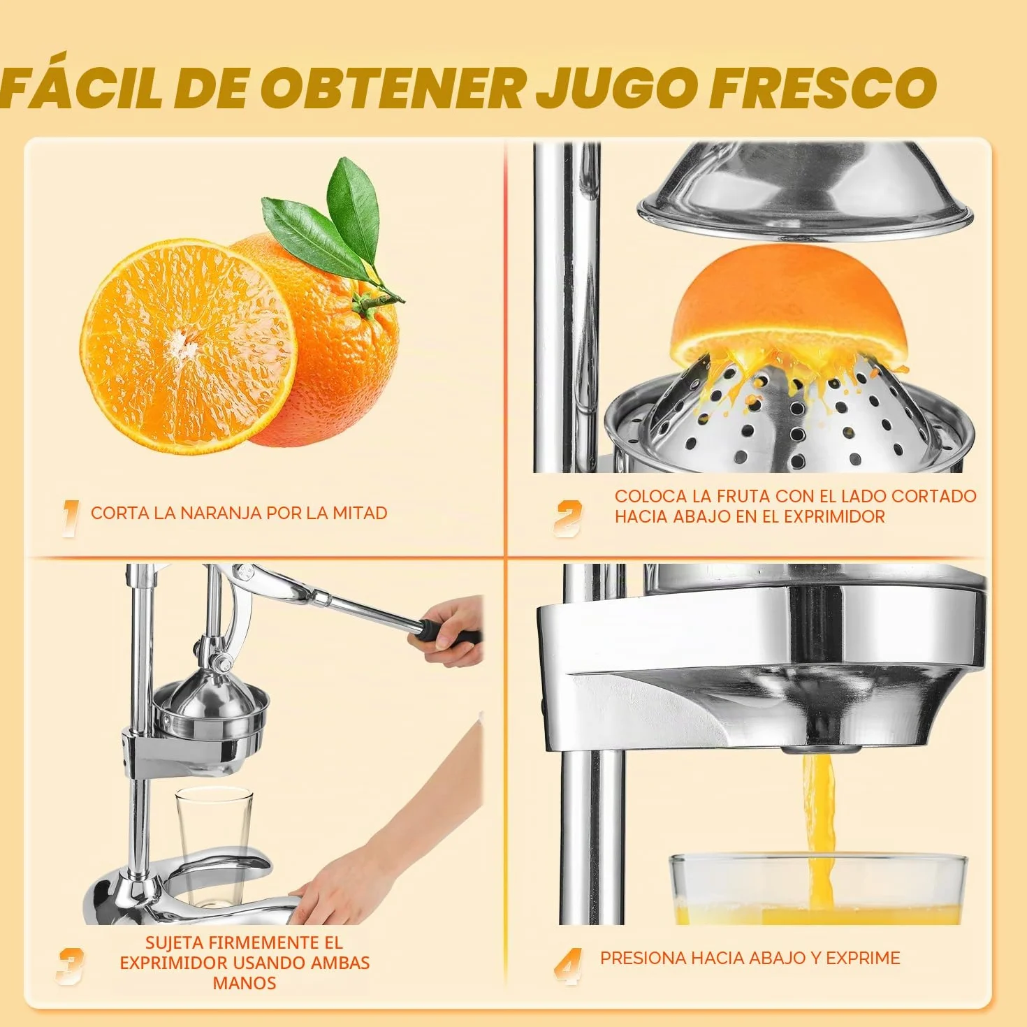 Exprimidor De Cítricos Manual Comercial De Doble Modo Moongiantgo, Prensa Ergonómica Para Naranjas, Limones Y Sandías