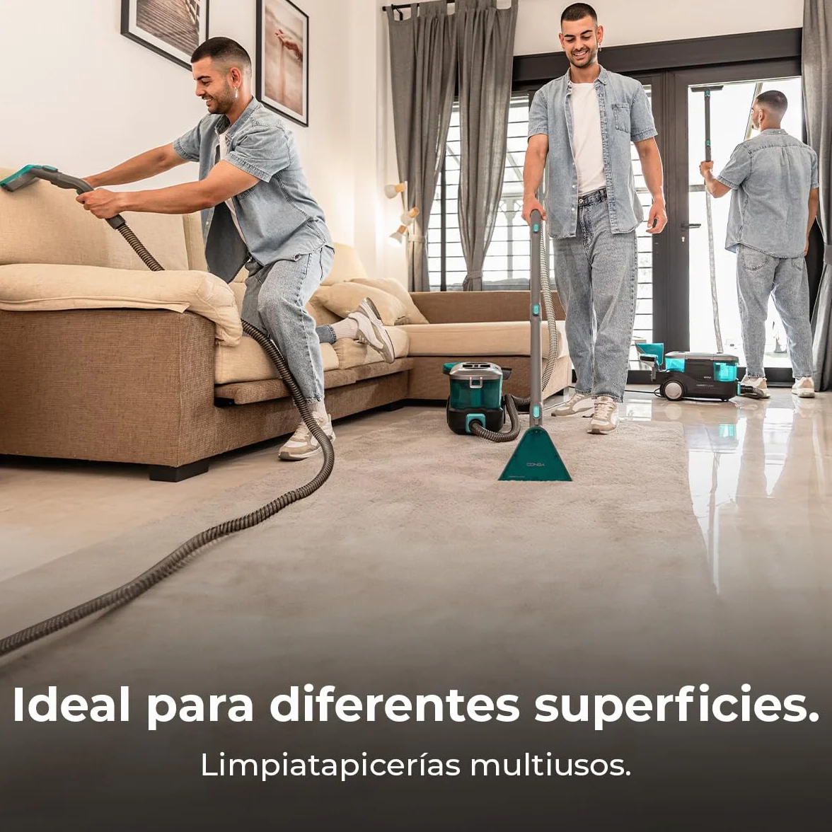 Cecotec Limpiador Aspirador de Tapicerías y Alfombras, Aspiradora de Trineo Conga CarpetClean 10000 EasyHome. 800W, Depósito de Agua Limpia 3L y Agua Sucia 1,5L, Multisuperficie, Kit Accesorios
