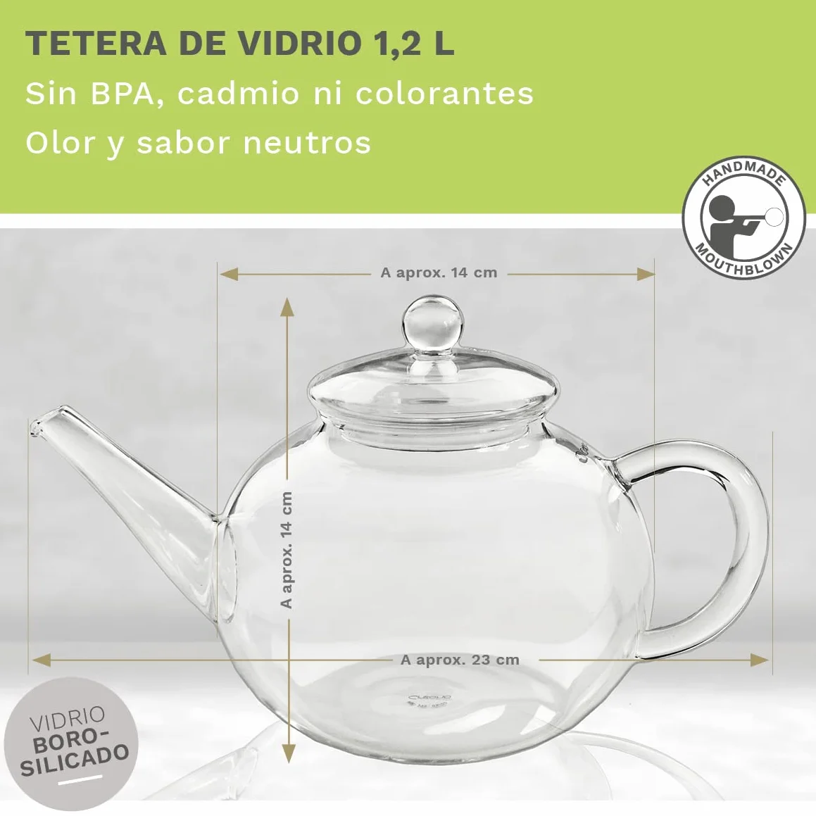 Creano Set de Regalo Tetera de Vidrio 1,2L con 2 Flores de Té – Incluye Filtro de Acero Inoxidable Extraíble