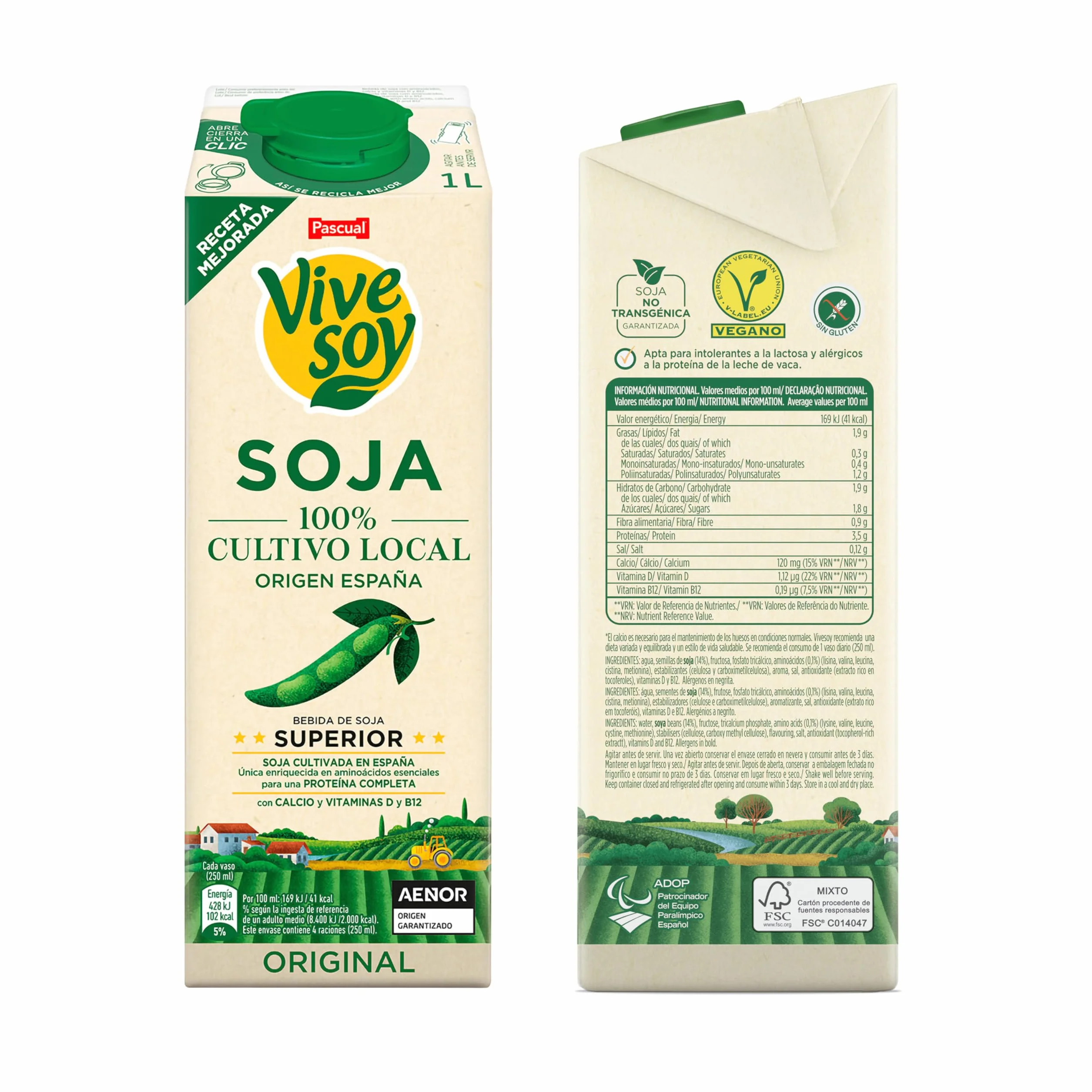 Vivesoy Bebida Vegetal de Soja 100% Cultivo Local Pack 6 x 1L