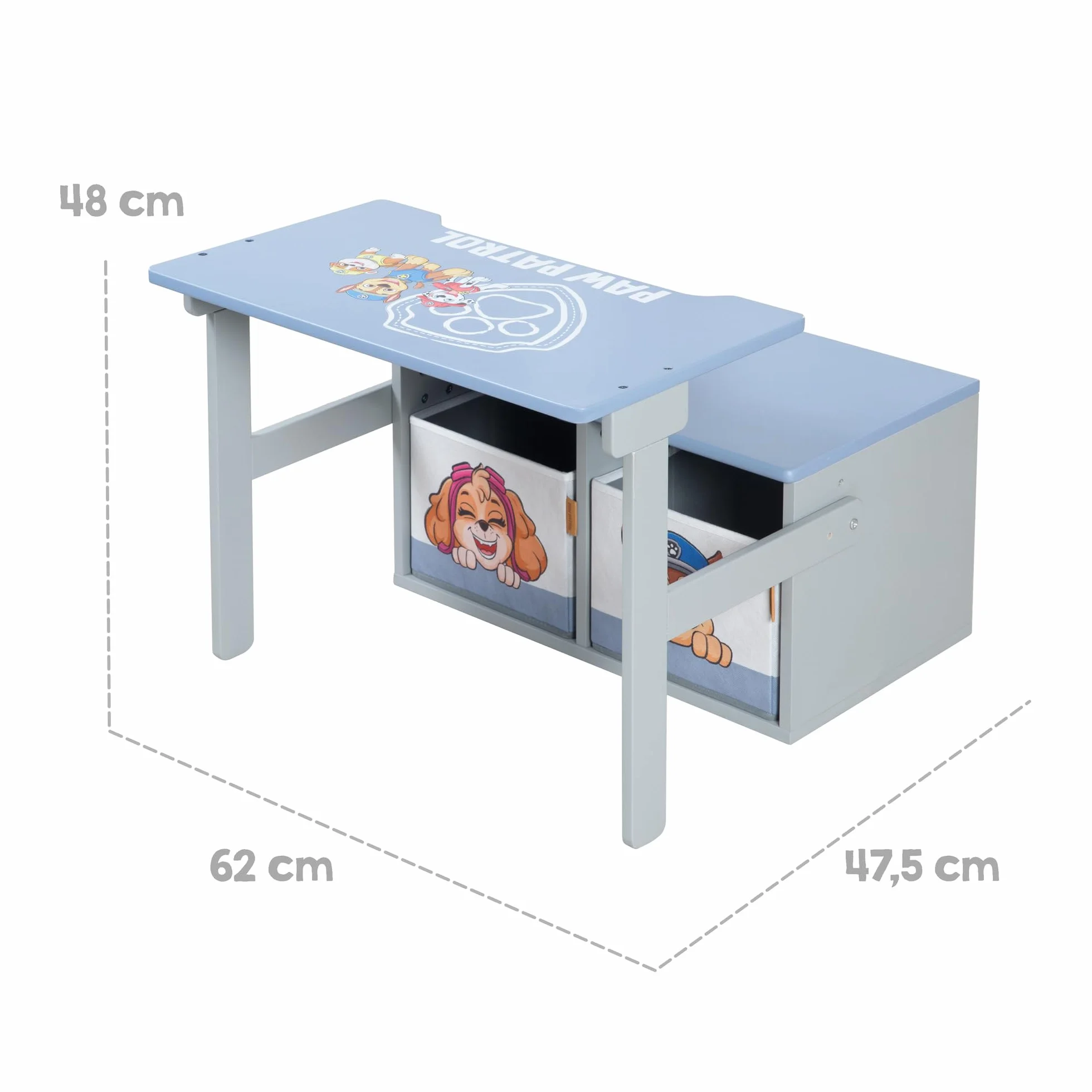 Banco Plegable Paw Patrol Convertible en Mesa Infantil Madera Gris/Azul 18 Meses + 2 Cajas